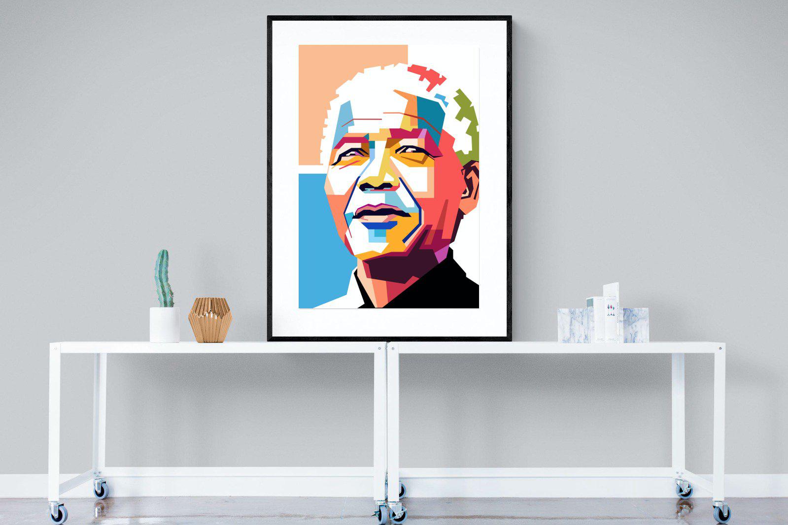 Modern Madiba-Wall_Art-90 x 120cm-Framed Print-Black-Pixalot