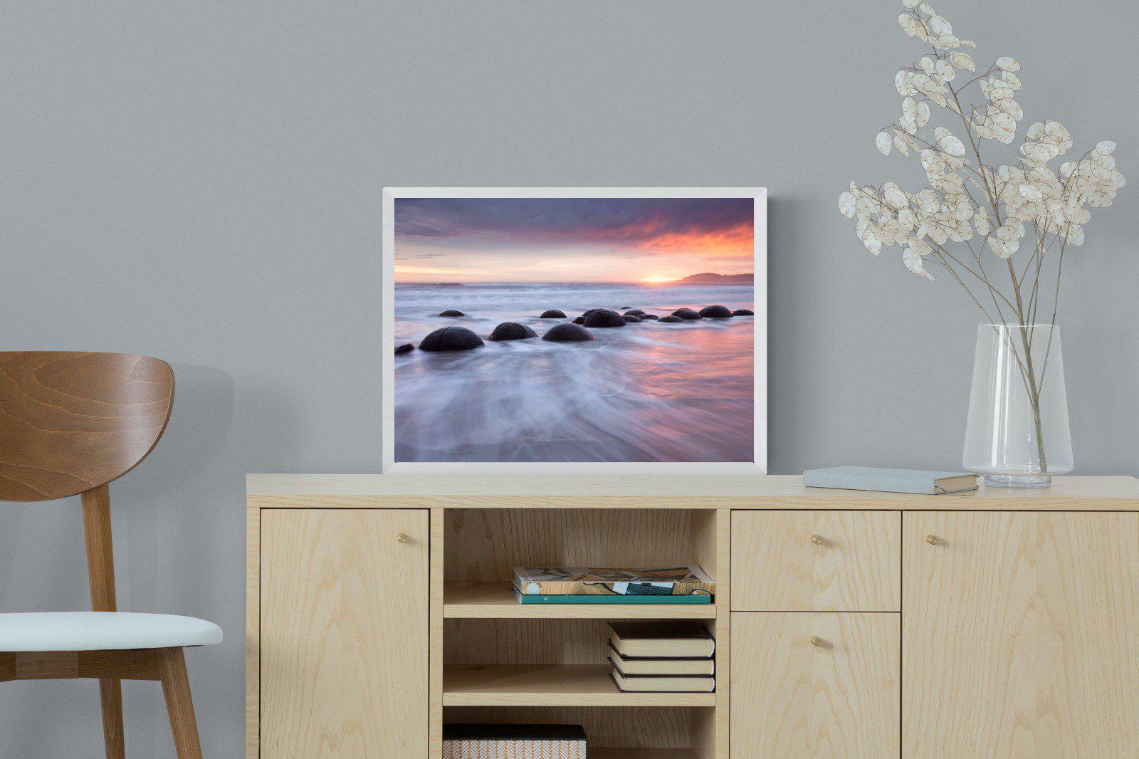 Moeraki Boulders-Wall_Art-60 x 45cm-Mounted Canvas-White-Pixalot