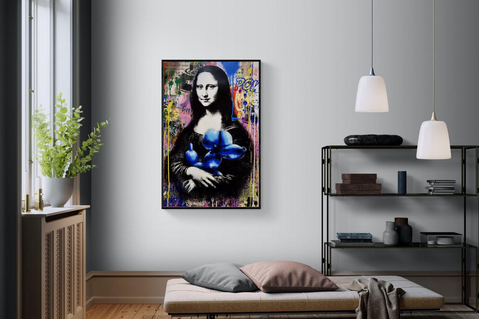 Mona Lisa Pop Art-Wall_Art-100 x 150cm-Mounted Canvas-Black-Pixalot
