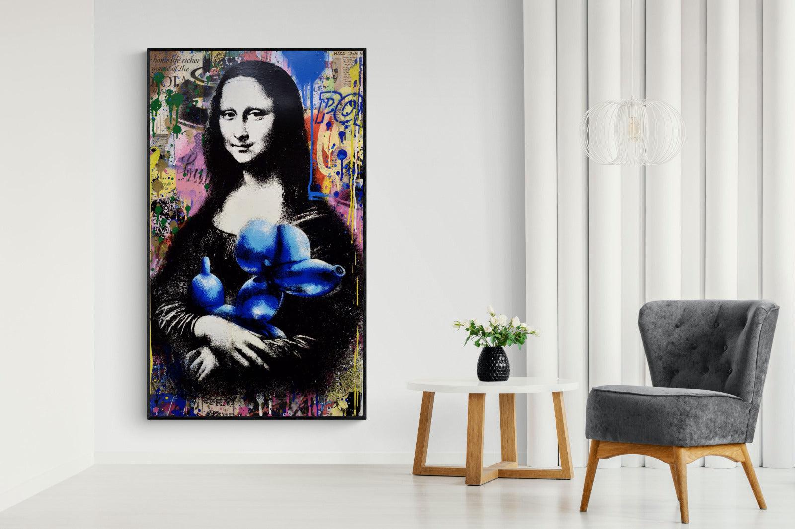 Mona Lisa Pop Art-Wall_Art-130 x 220cm-Mounted Canvas-Black-Pixalot
