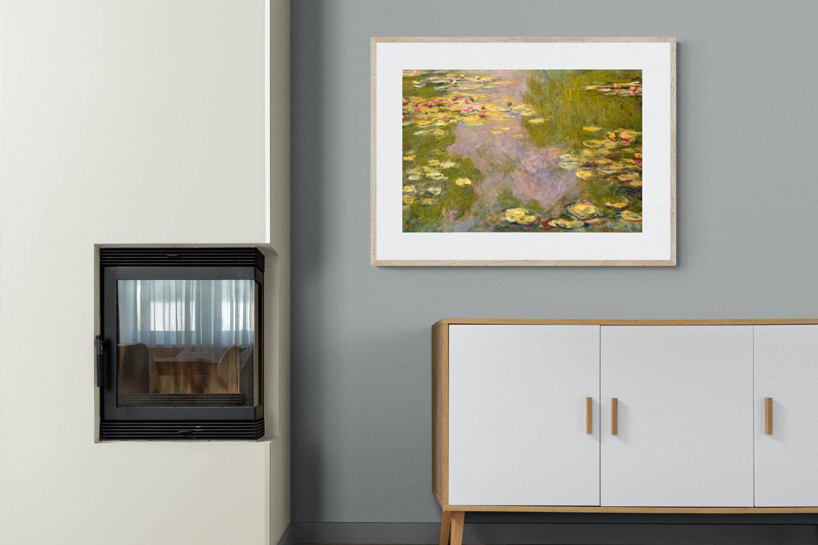 Monet Water Lilies-Wall_Art-100 x 75cm-Framed Print-Wood-Pixalot