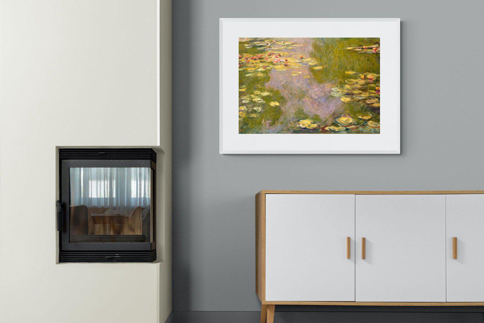 Monet Water Lilies-Wall_Art-100 x 75cm-Framed Print-White-Pixalot