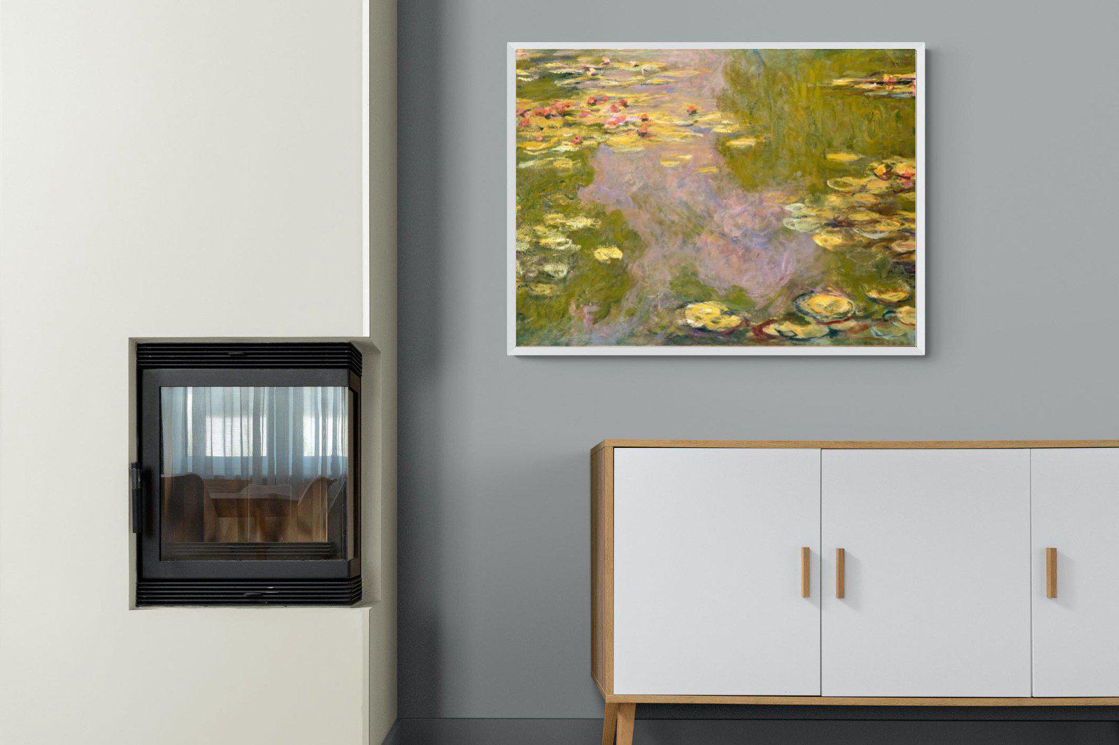 Monet Water Lilies-Wall_Art-100 x 75cm-Mounted Canvas-White-Pixalot