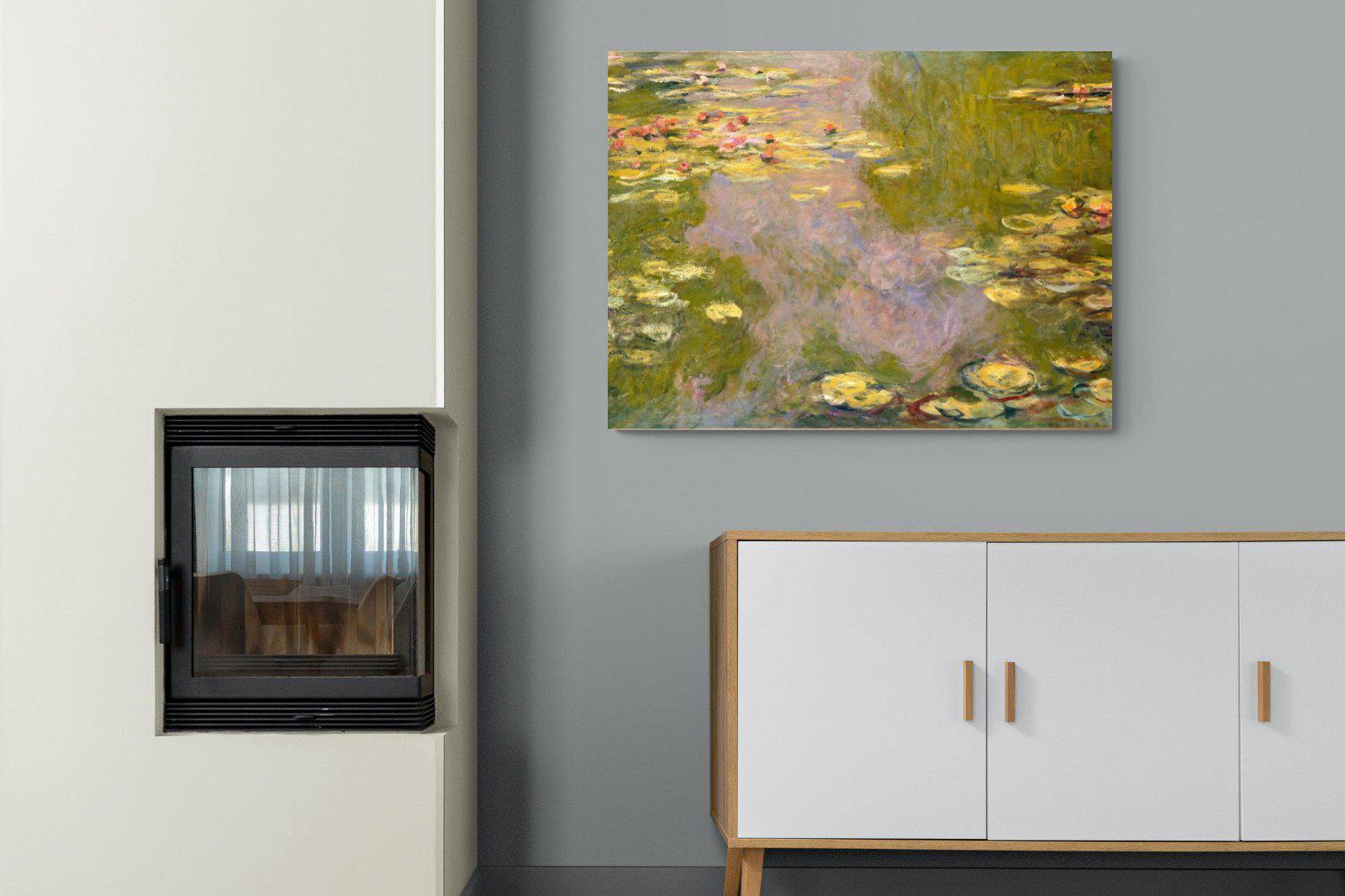 Monet Water Lilies-Wall_Art-100 x 75cm-Mounted Canvas-No Frame-Pixalot