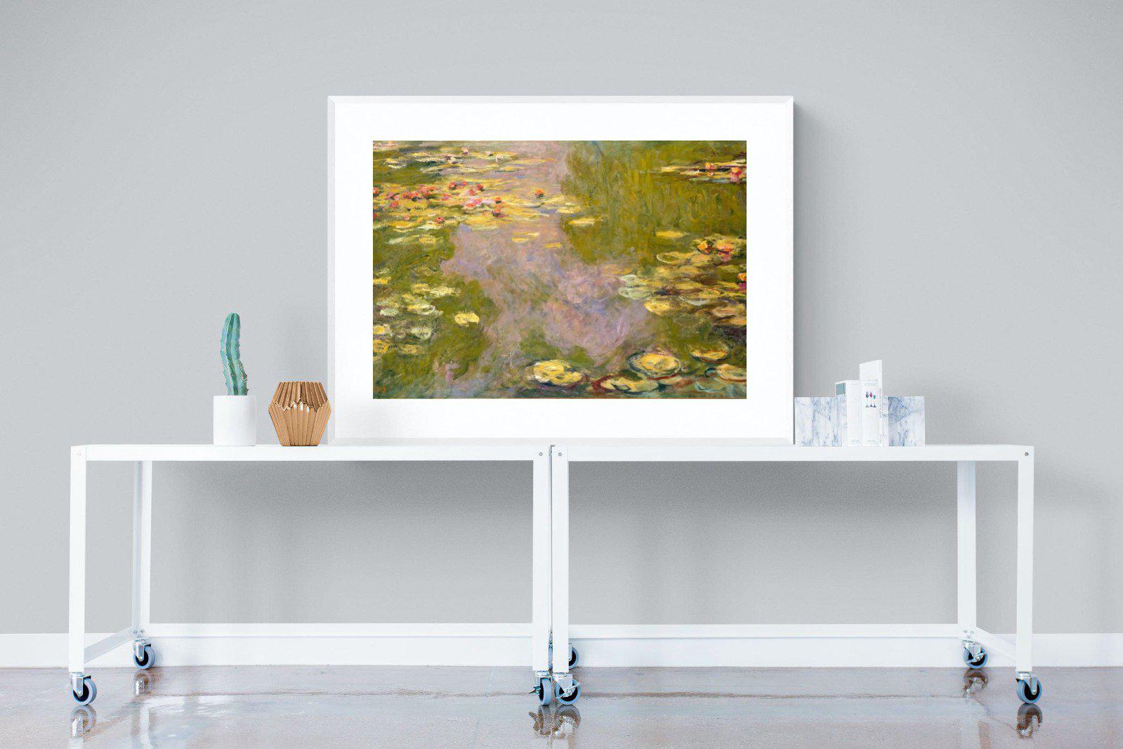 Monet Water Lilies-Wall_Art-120 x 90cm-Framed Print-White-Pixalot