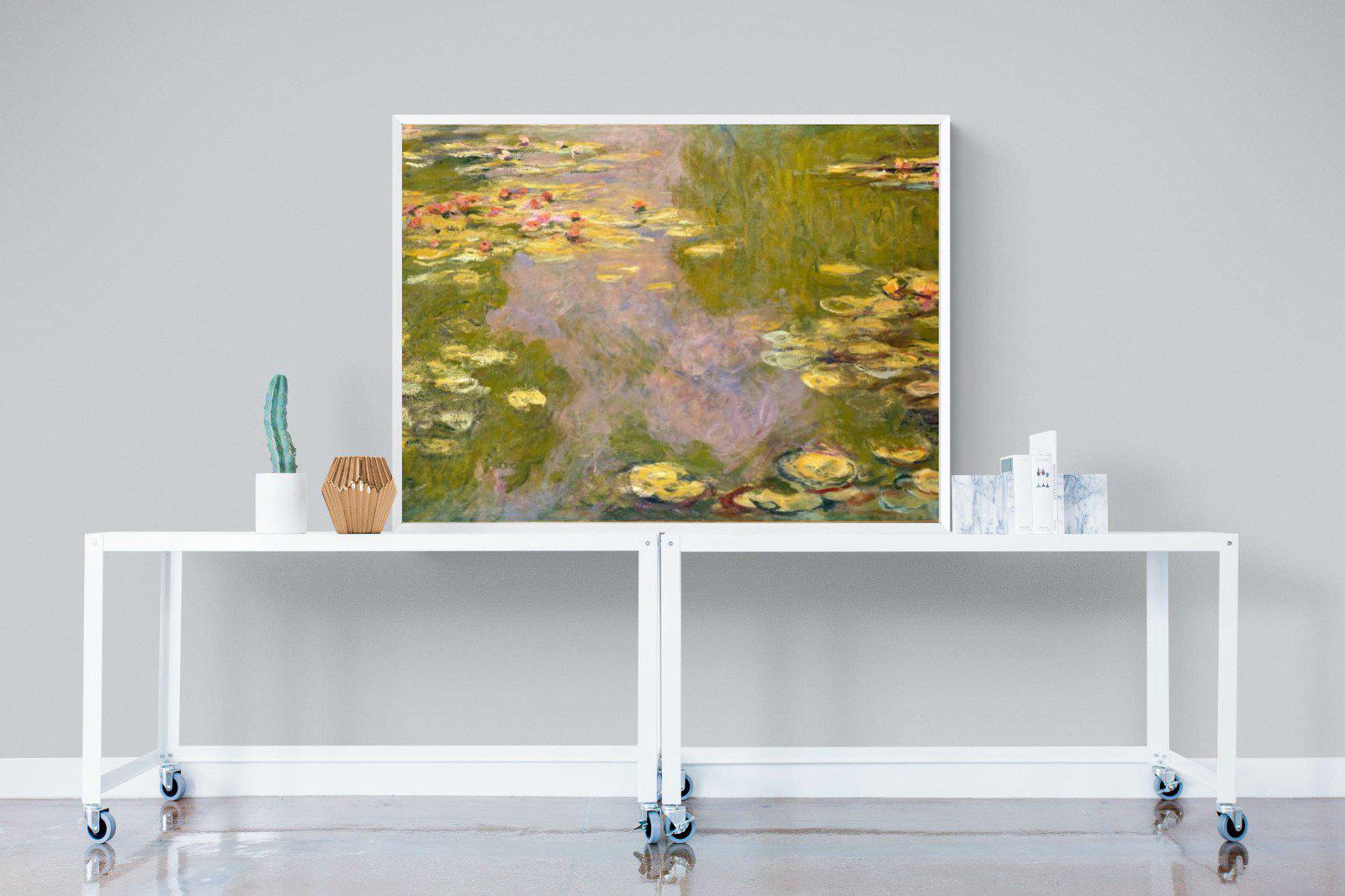 Monet Water Lilies-Wall_Art-120 x 90cm-Mounted Canvas-White-Pixalot