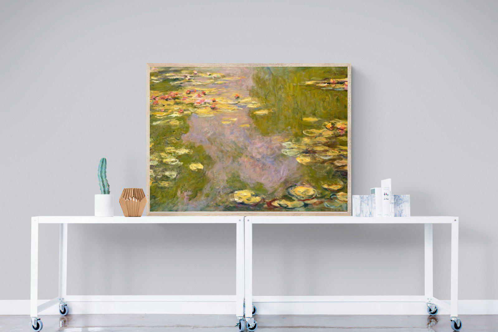 Monet Water Lilies-Wall_Art-120 x 90cm-Mounted Canvas-Wood-Pixalot