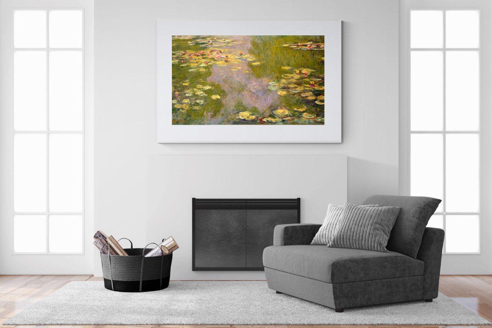 Monet Water Lilies-Wall_Art-150 x 100cm-Framed Print-White-Pixalot