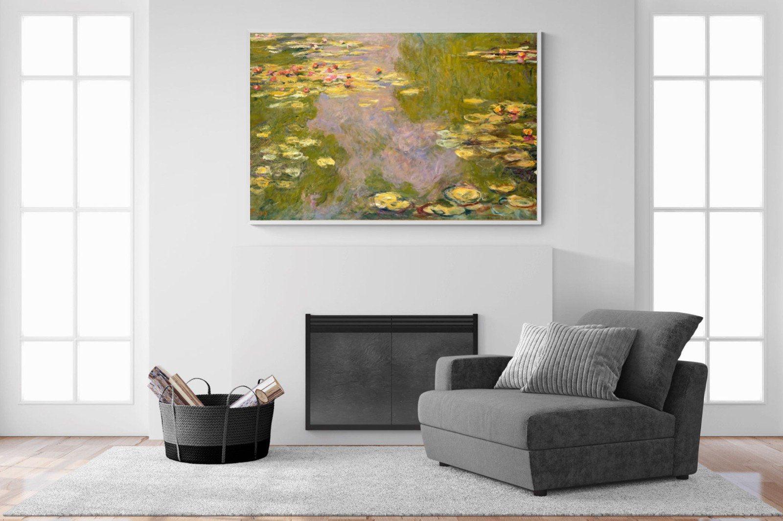 Monet Water Lilies-Wall_Art-150 x 100cm-Mounted Canvas-White-Pixalot
