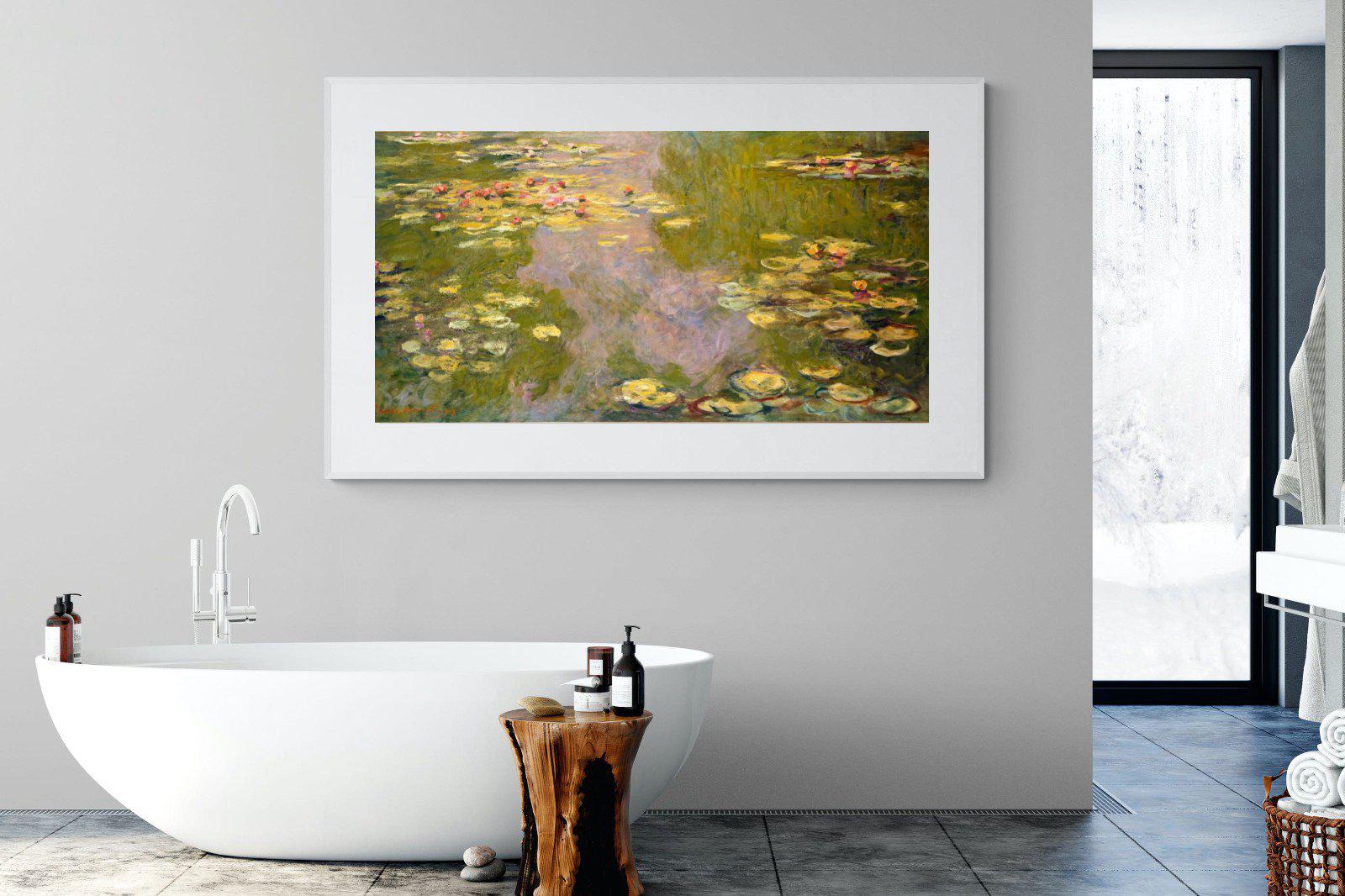 Monet Water Lilies-Wall_Art-180 x 110cm-Framed Print-White-Pixalot