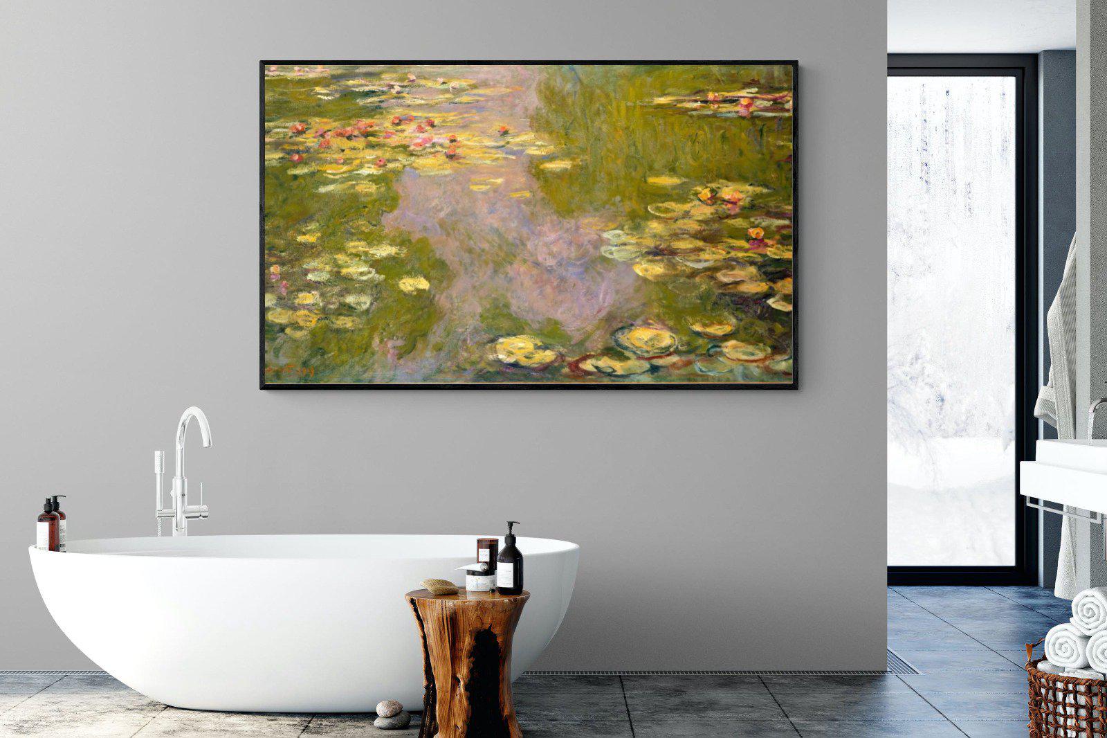 Monet Water Lilies-Wall_Art-180 x 110cm-Mounted Canvas-Black-Pixalot