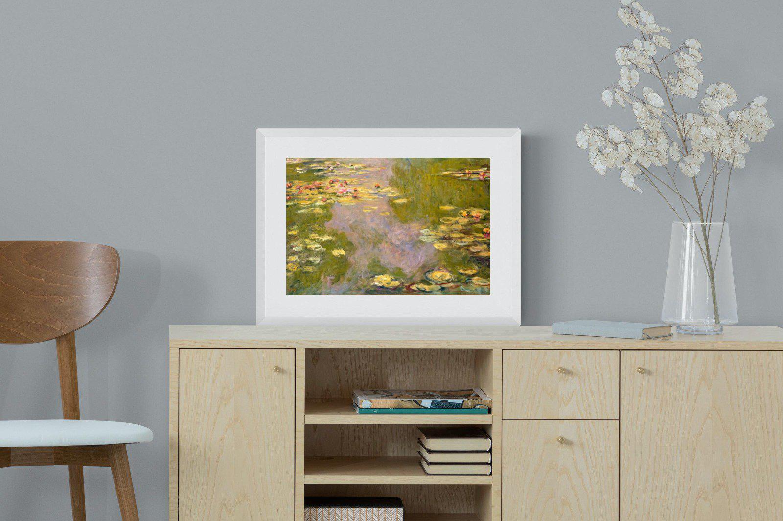 Monet Water Lilies-Wall_Art-60 x 45cm-Framed Print-White-Pixalot