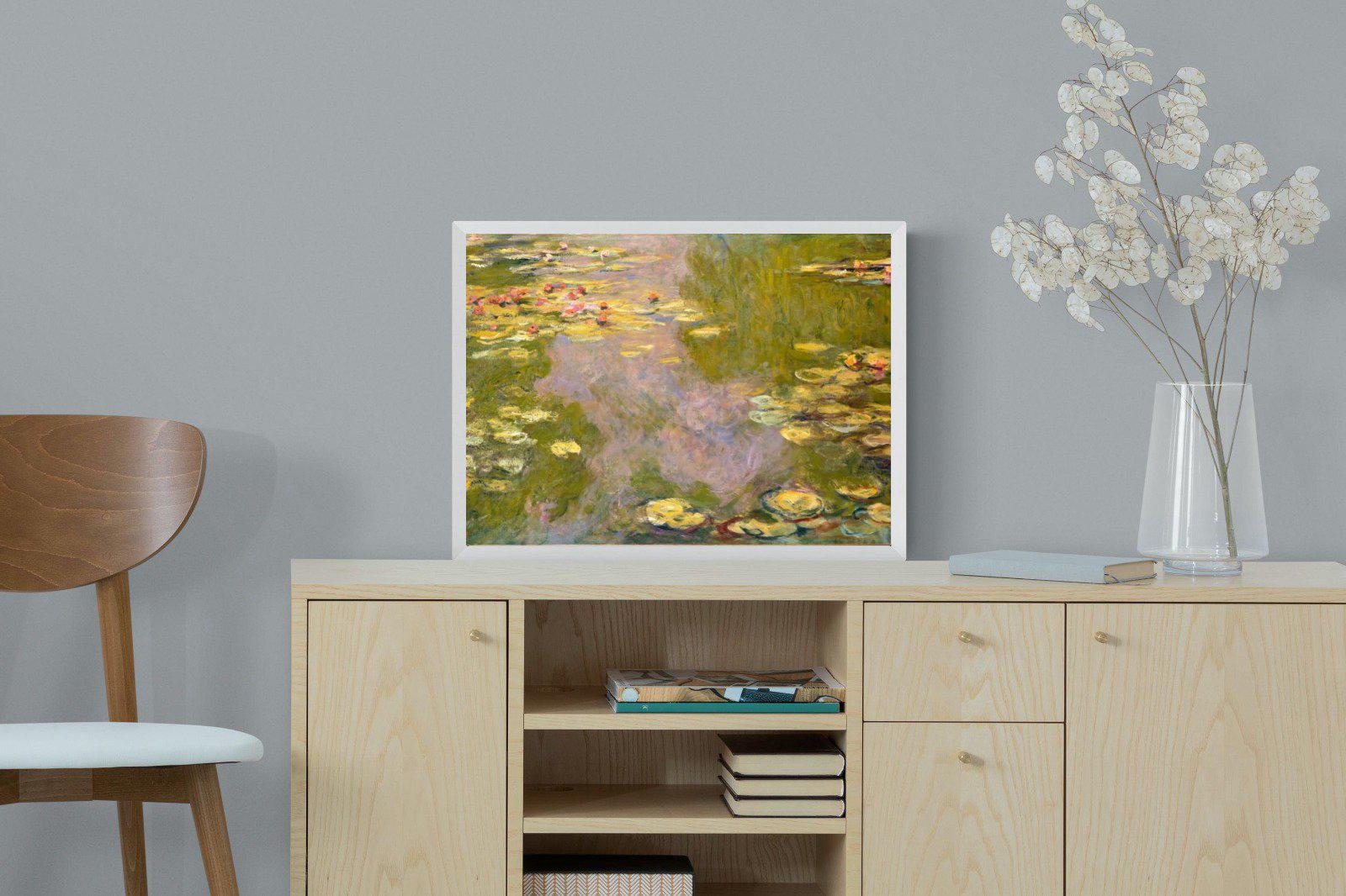 Monet Water Lilies-Wall_Art-60 x 45cm-Mounted Canvas-White-Pixalot