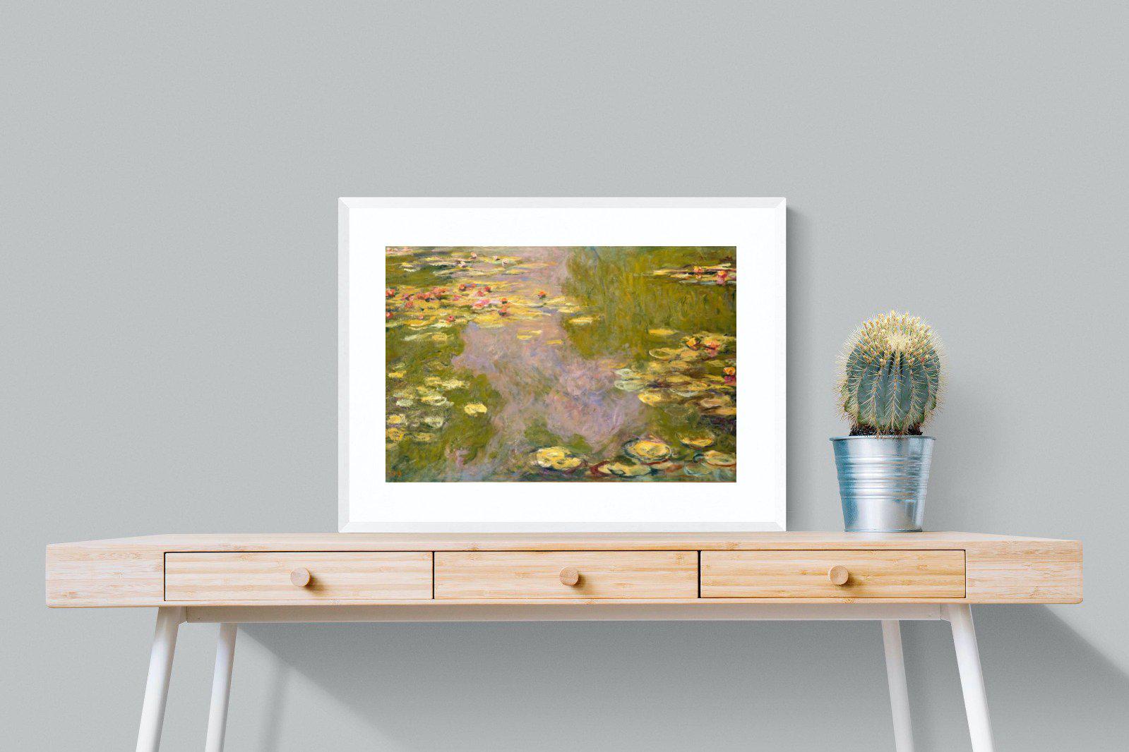 Monet Water Lilies-Wall_Art-80 x 60cm-Framed Print-White-Pixalot