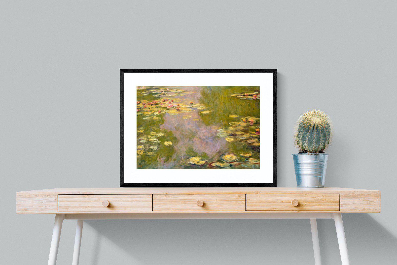 Monet Water Lilies-Wall_Art-80 x 60cm-Framed Print-Black-Pixalot