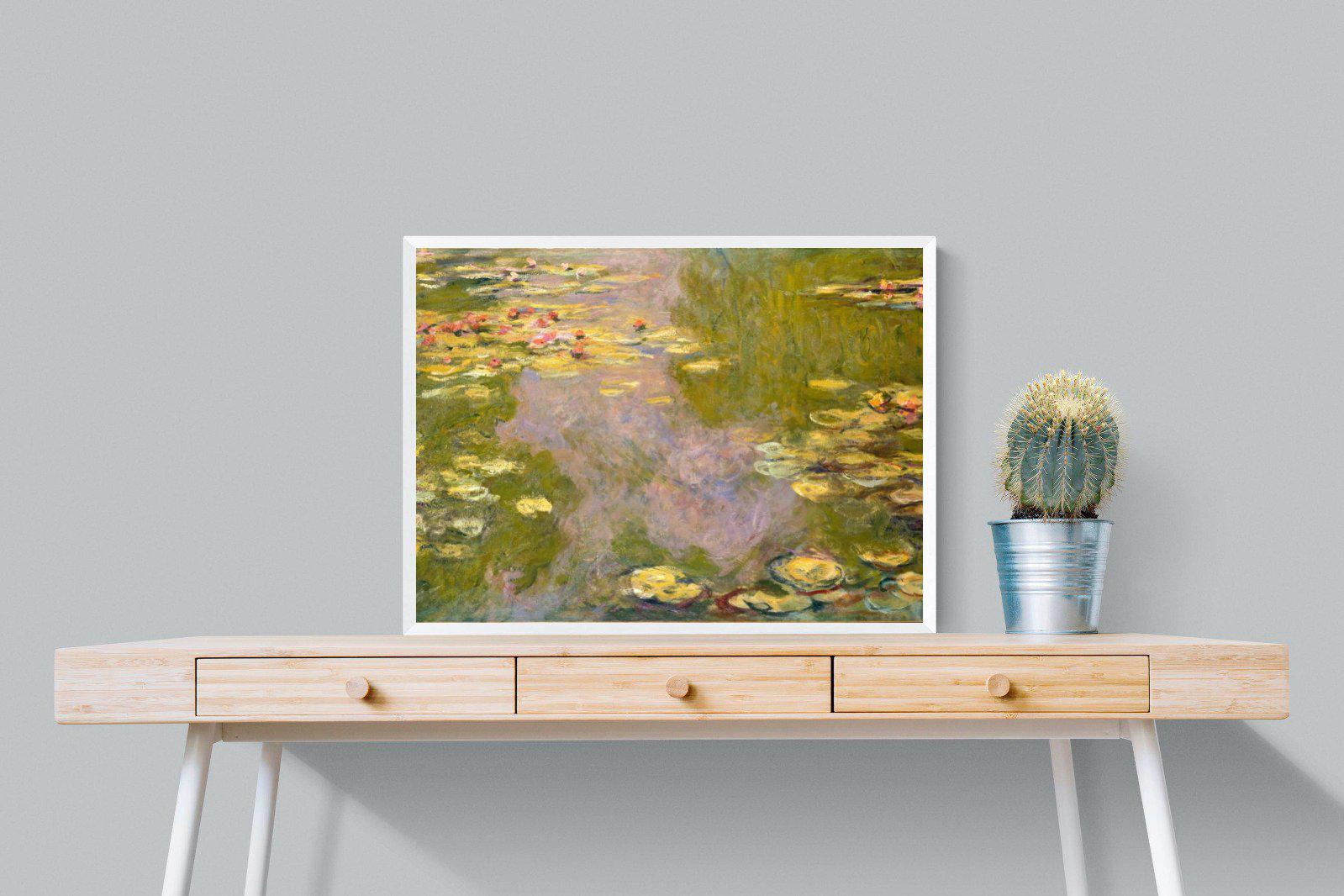 Monet Water Lilies-Wall_Art-80 x 60cm-Mounted Canvas-White-Pixalot