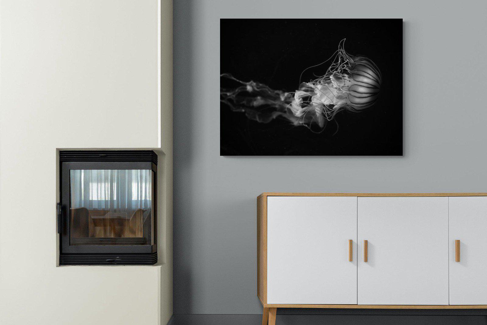 Monochromatic Jellyfish-Wall_Art-100 x 75cm-Mounted Canvas-No Frame-Pixalot