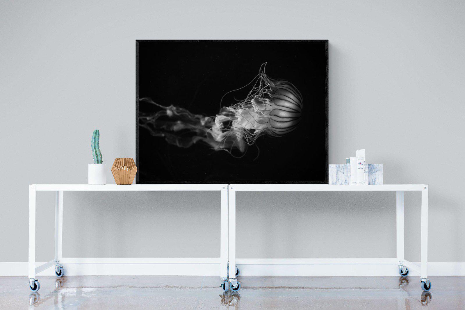 Monochromatic Jellyfish-Wall_Art-120 x 90cm-Mounted Canvas-Black-Pixalot