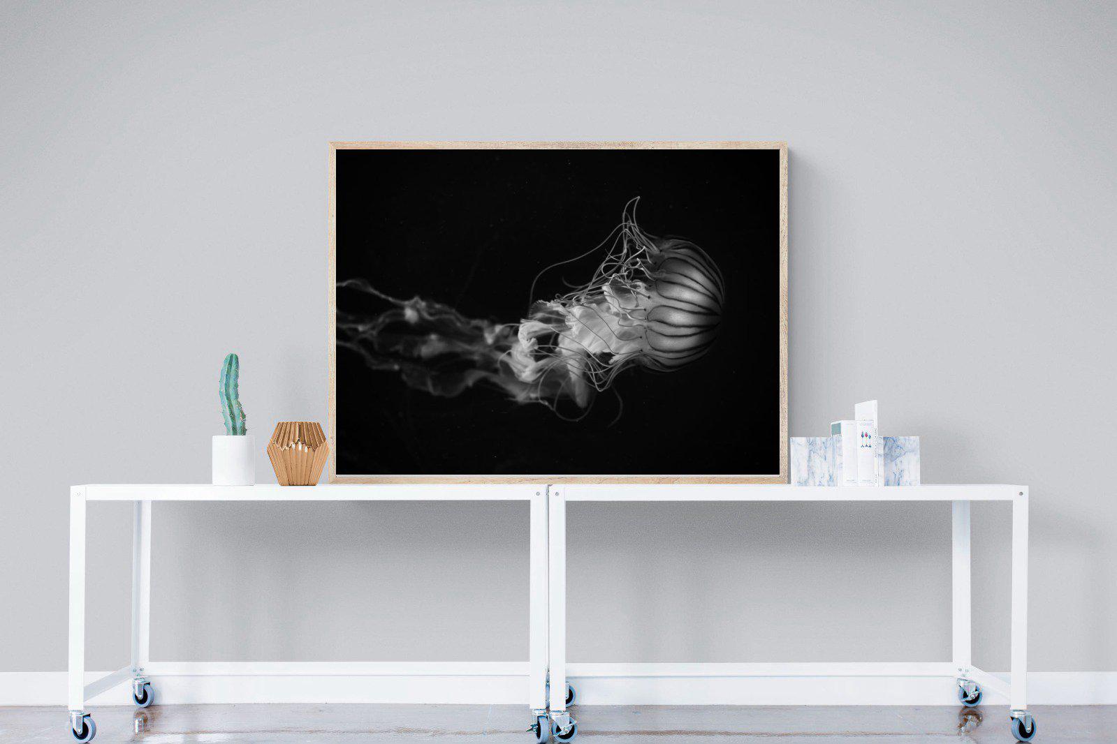 Monochromatic Jellyfish-Wall_Art-120 x 90cm-Mounted Canvas-Wood-Pixalot