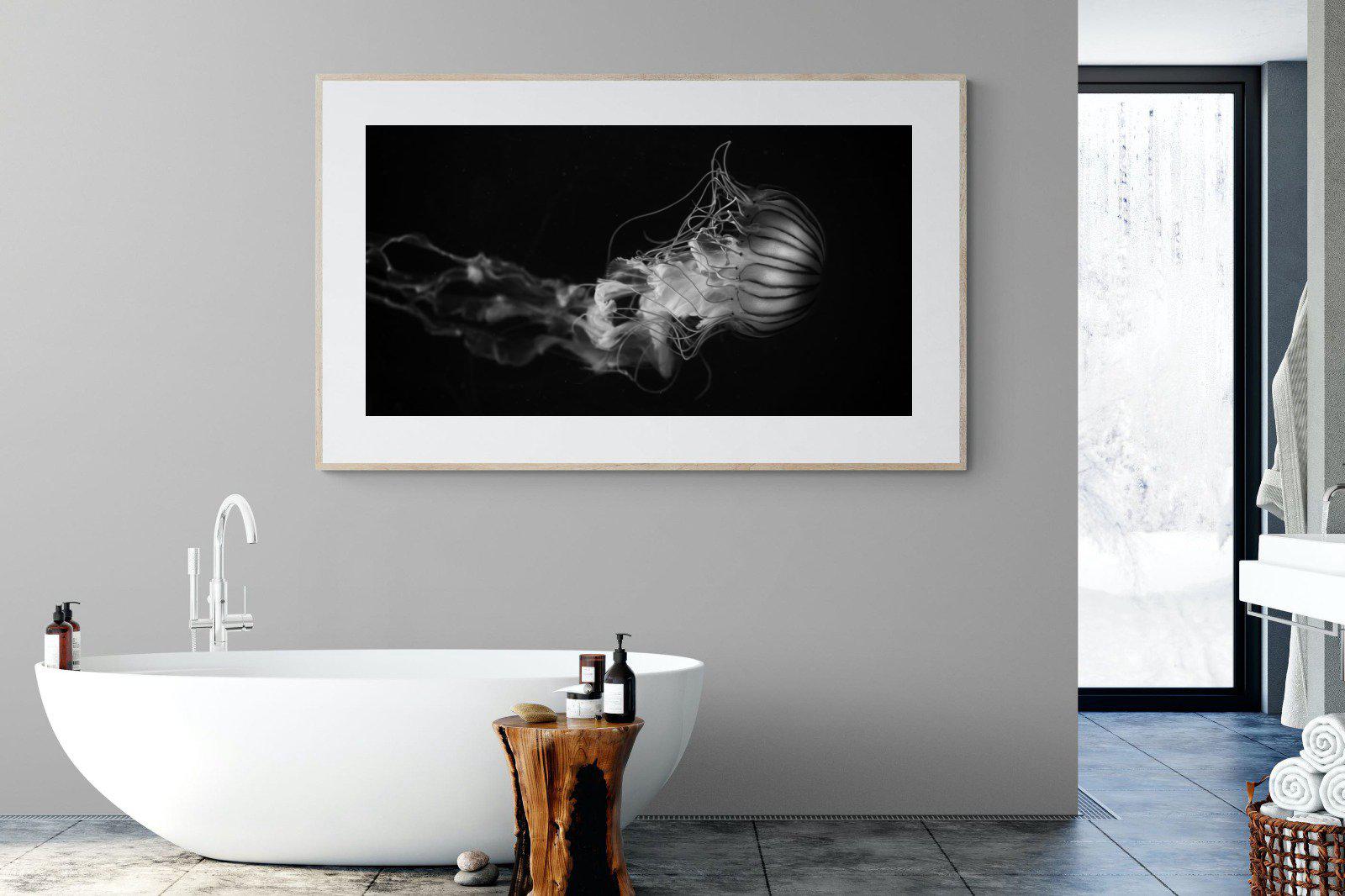 Monochromatic Jellyfish-Wall_Art-180 x 110cm-Framed Print-Wood-Pixalot