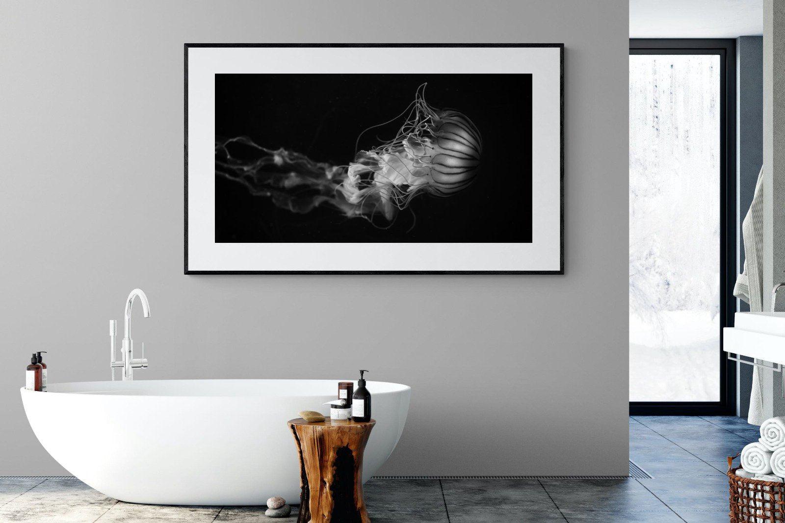 Monochromatic Jellyfish-Wall_Art-180 x 110cm-Framed Print-Black-Pixalot
