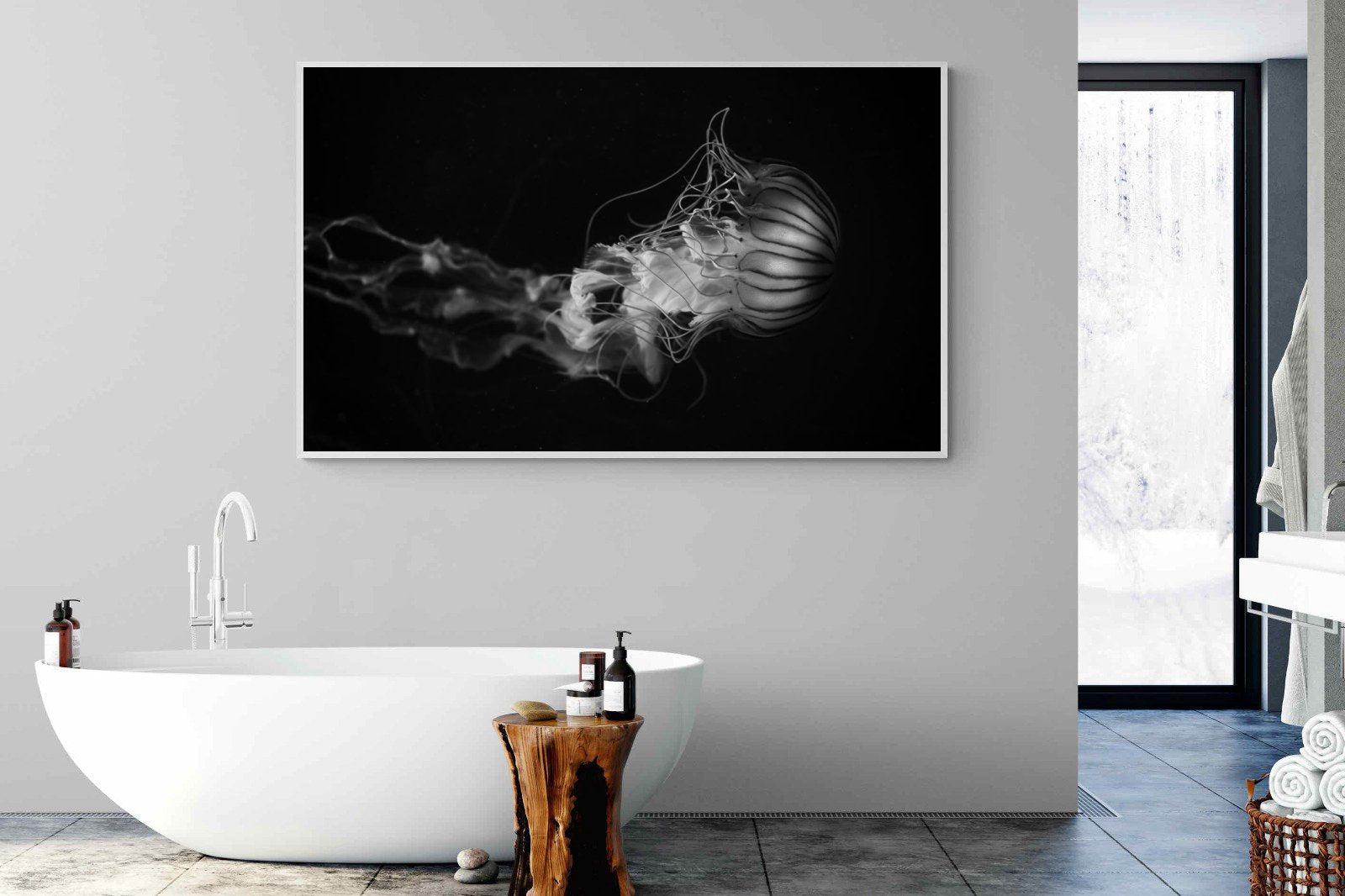 Monochromatic Jellyfish-Wall_Art-180 x 110cm-Mounted Canvas-White-Pixalot