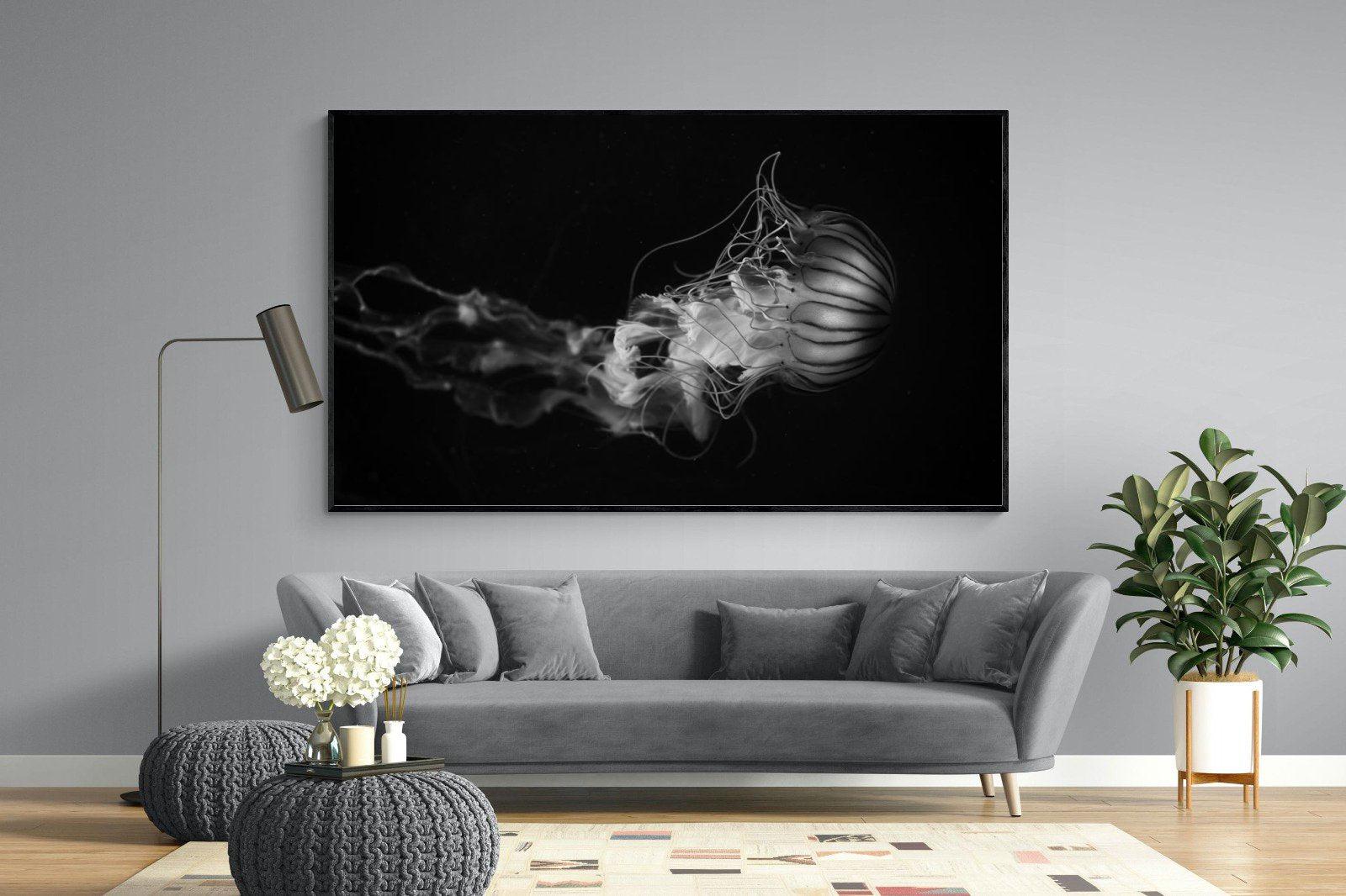 Monochromatic Jellyfish-Wall_Art-220 x 130cm-Mounted Canvas-Black-Pixalot