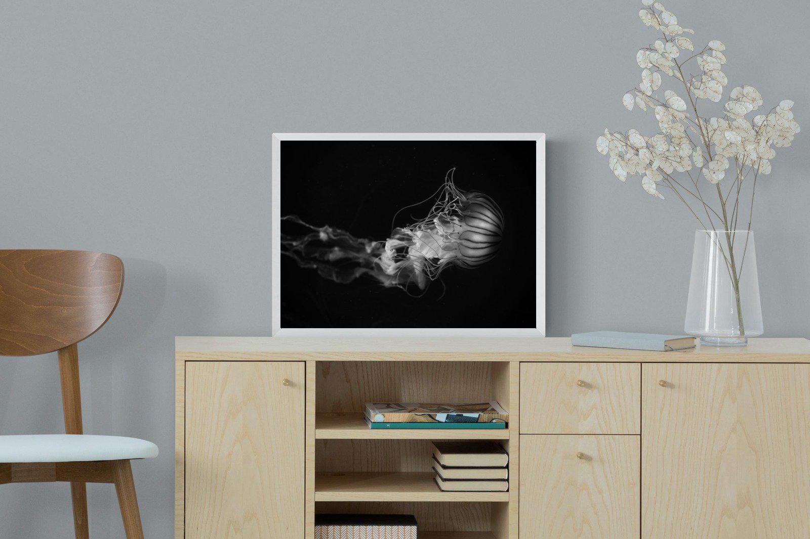 Monochromatic Jellyfish-Wall_Art-60 x 45cm-Mounted Canvas-White-Pixalot