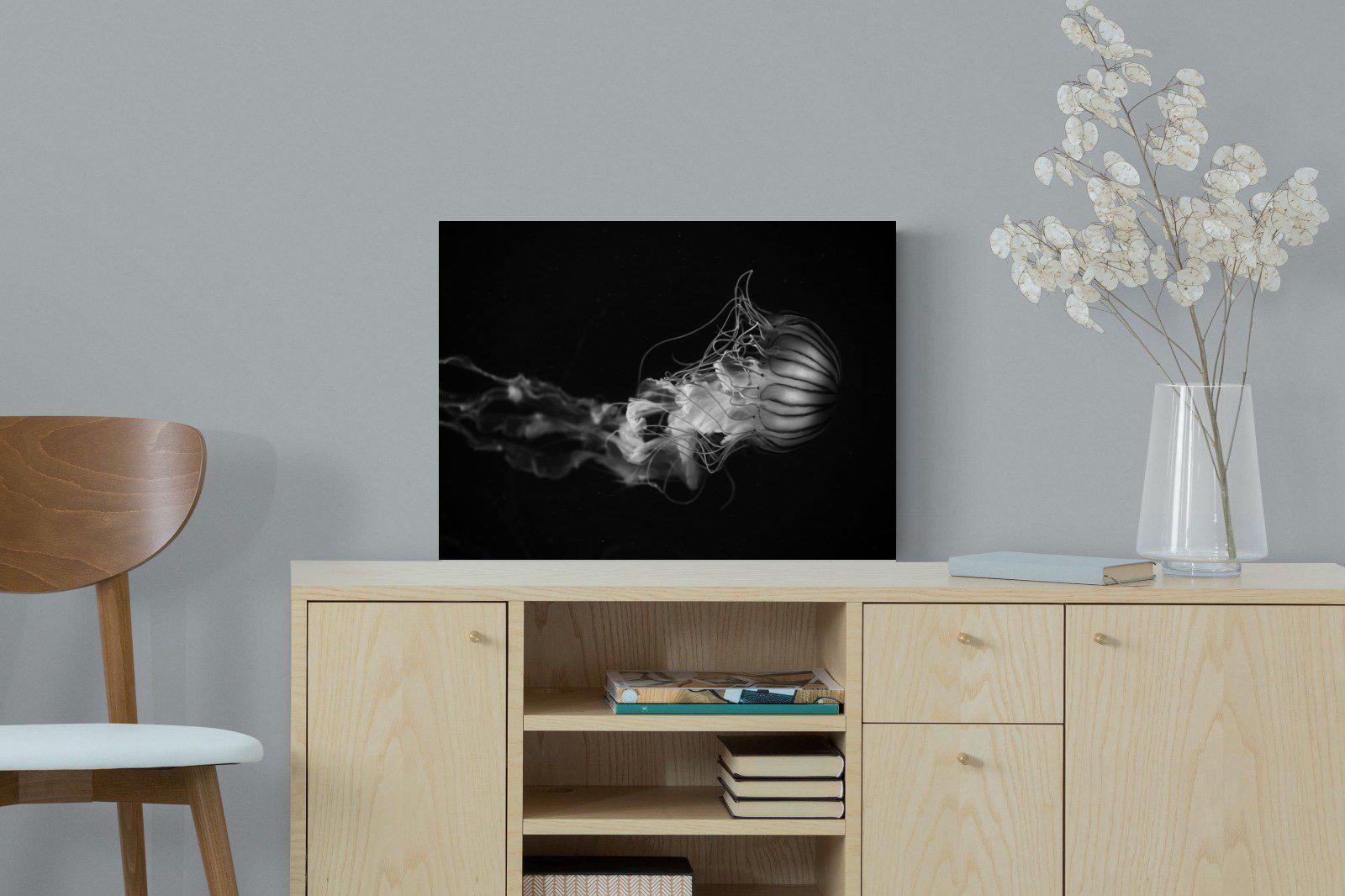 Monochromatic Jellyfish-Wall_Art-60 x 45cm-Mounted Canvas-No Frame-Pixalot