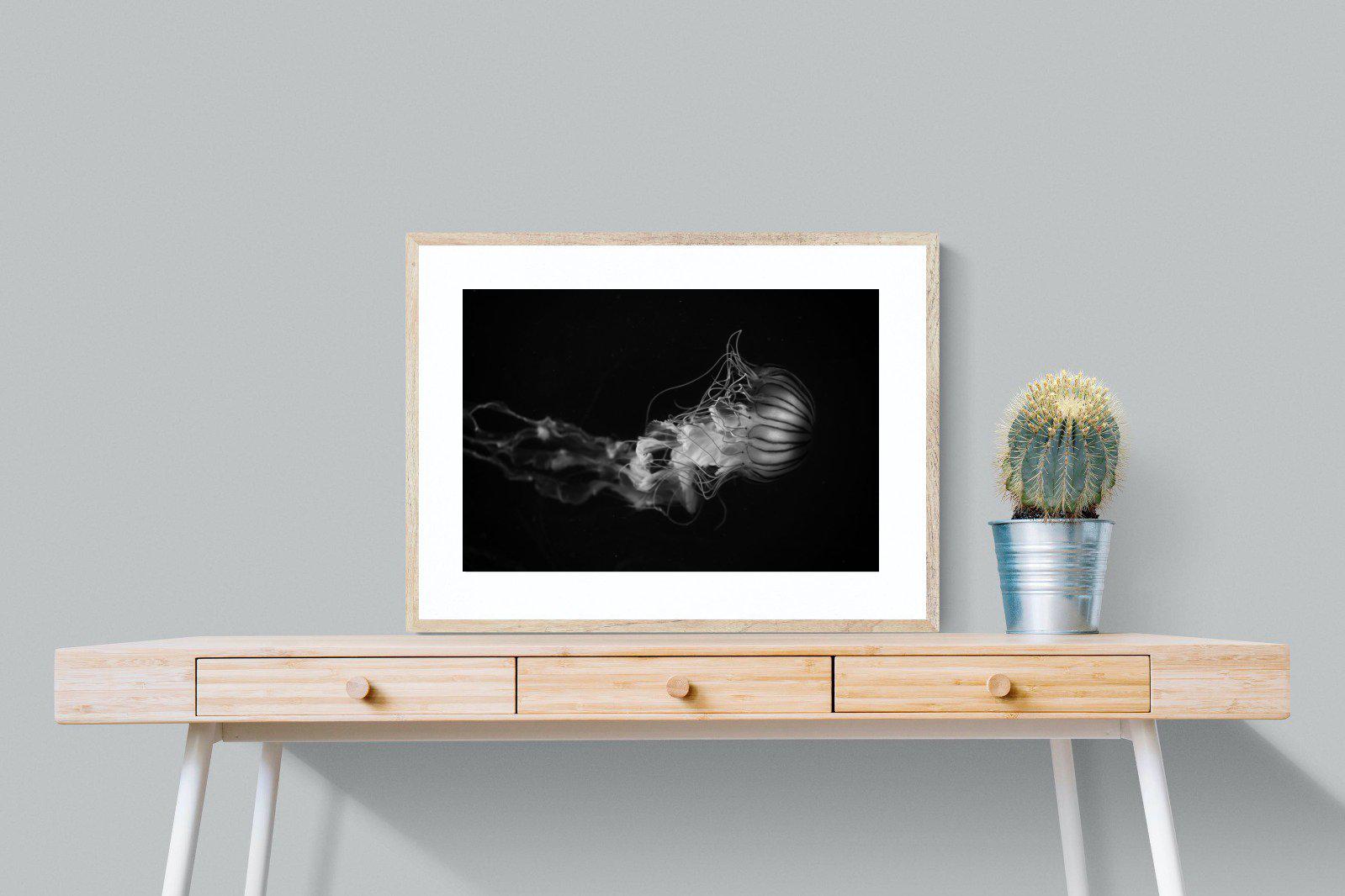 Monochromatic Jellyfish-Wall_Art-80 x 60cm-Framed Print-Wood-Pixalot
