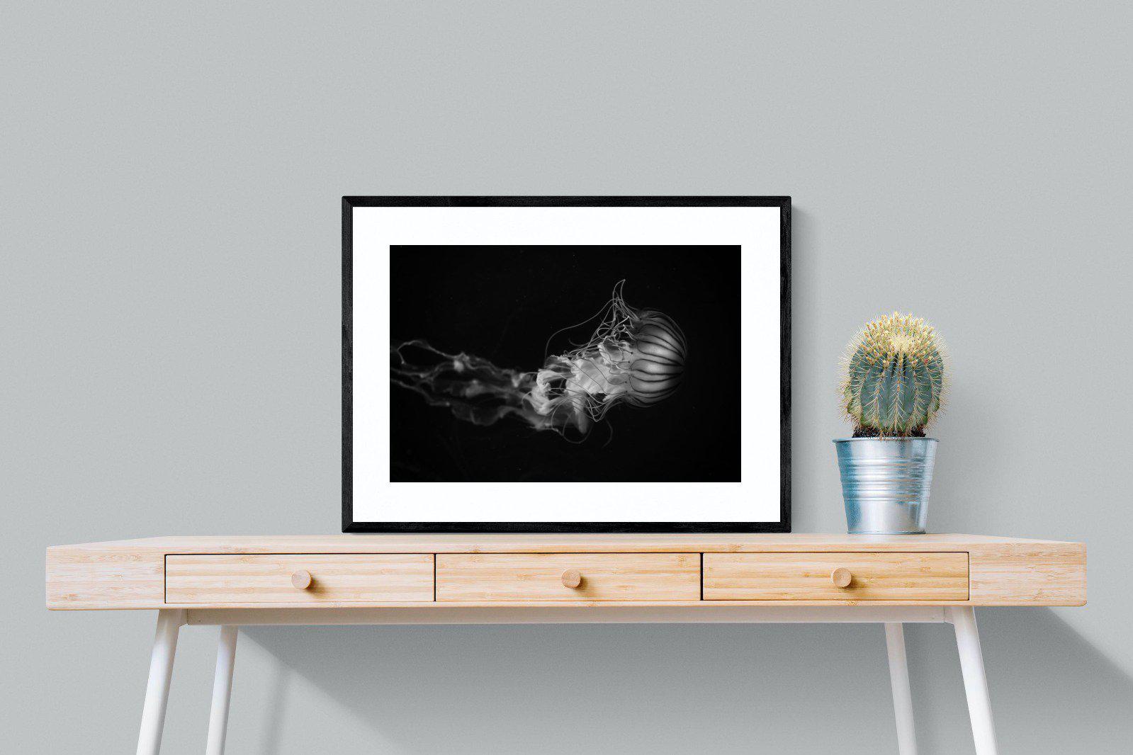 Monochromatic Jellyfish-Wall_Art-80 x 60cm-Framed Print-Black-Pixalot