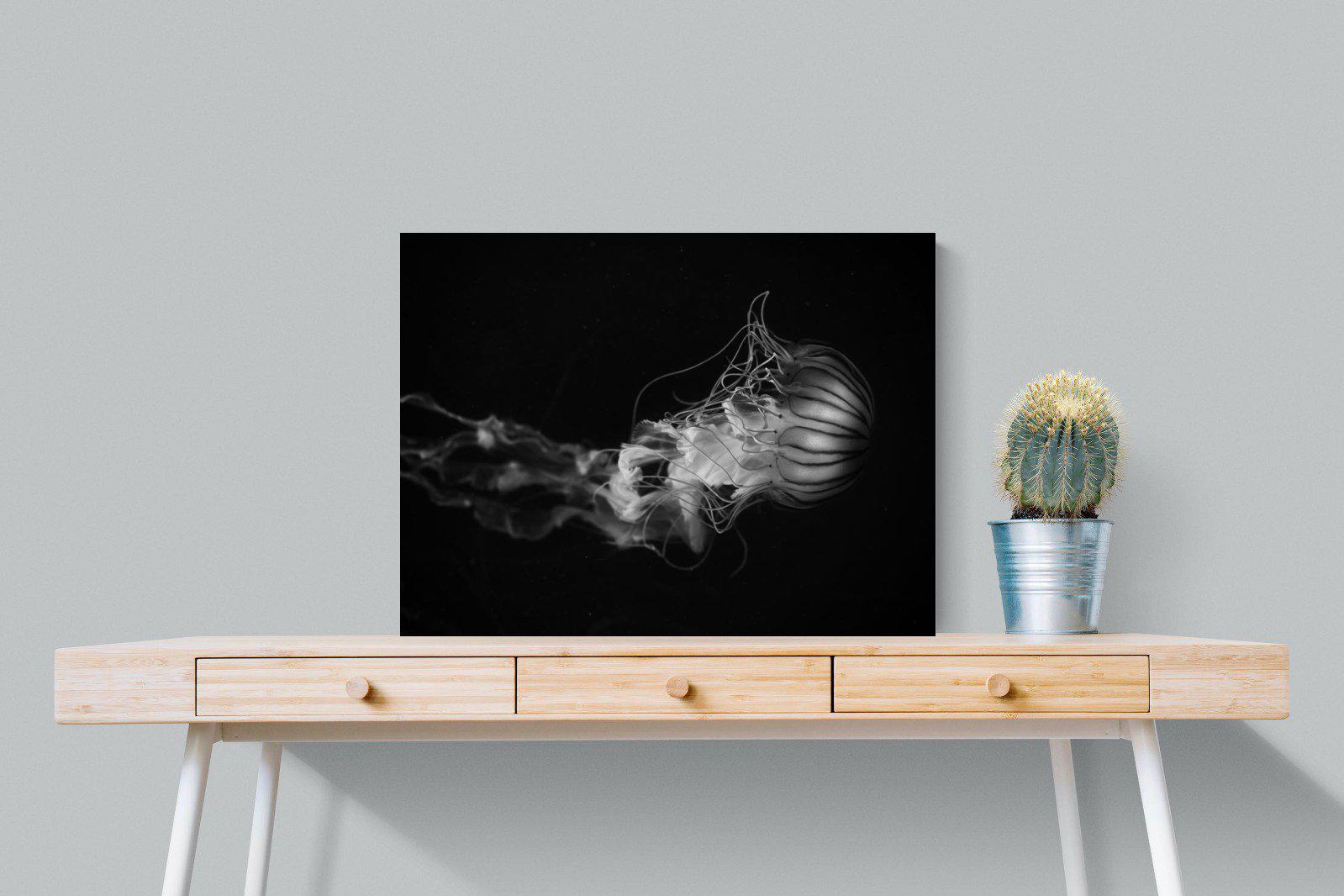 Monochromatic Jellyfish-Wall_Art-80 x 60cm-Mounted Canvas-No Frame-Pixalot
