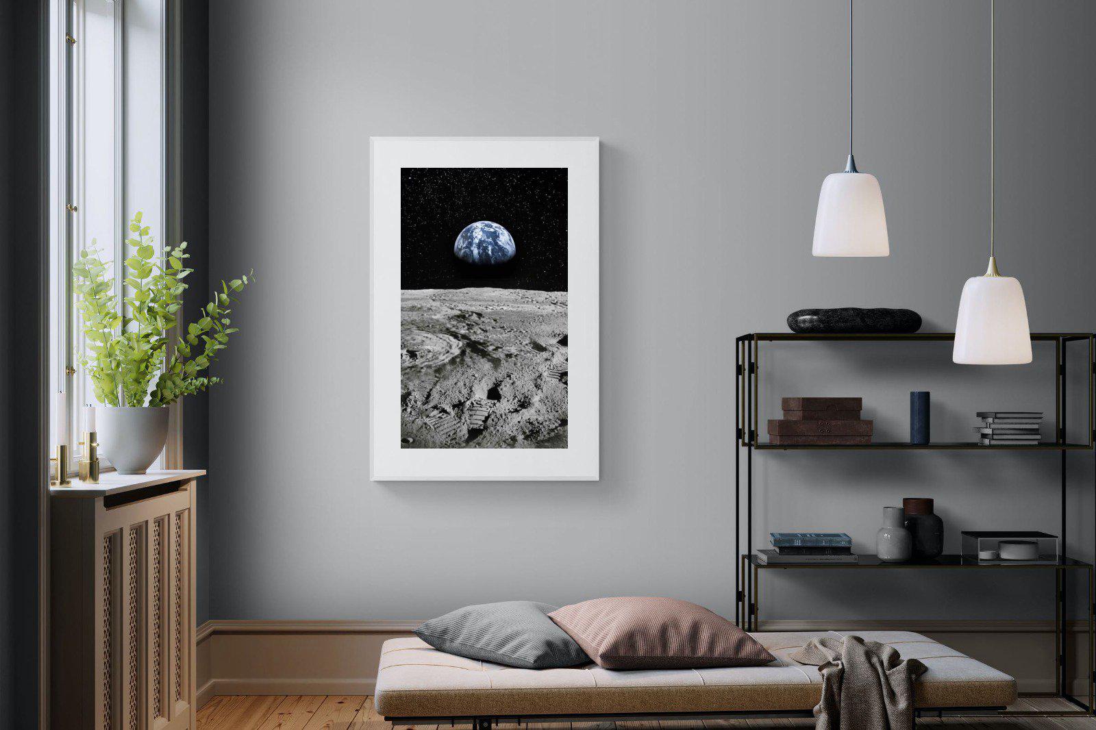 Moon Landing-Wall_Art-100 x 150cm-Framed Print-White-Pixalot