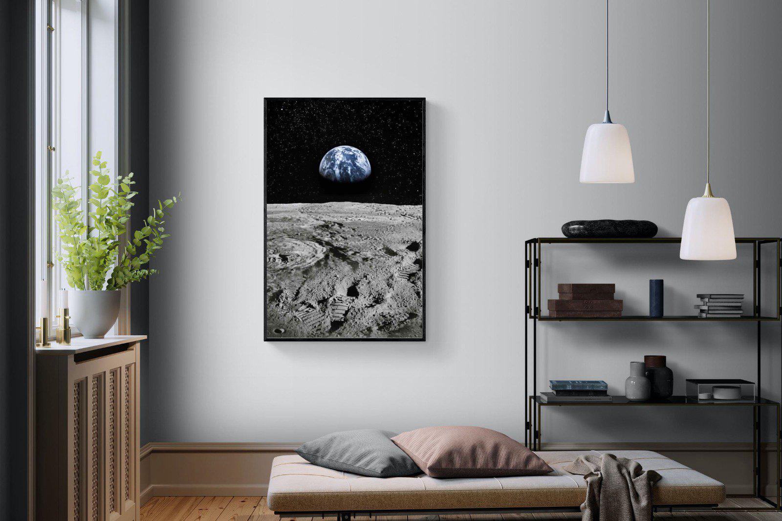 Moon Landing-Wall_Art-100 x 150cm-Mounted Canvas-Black-Pixalot