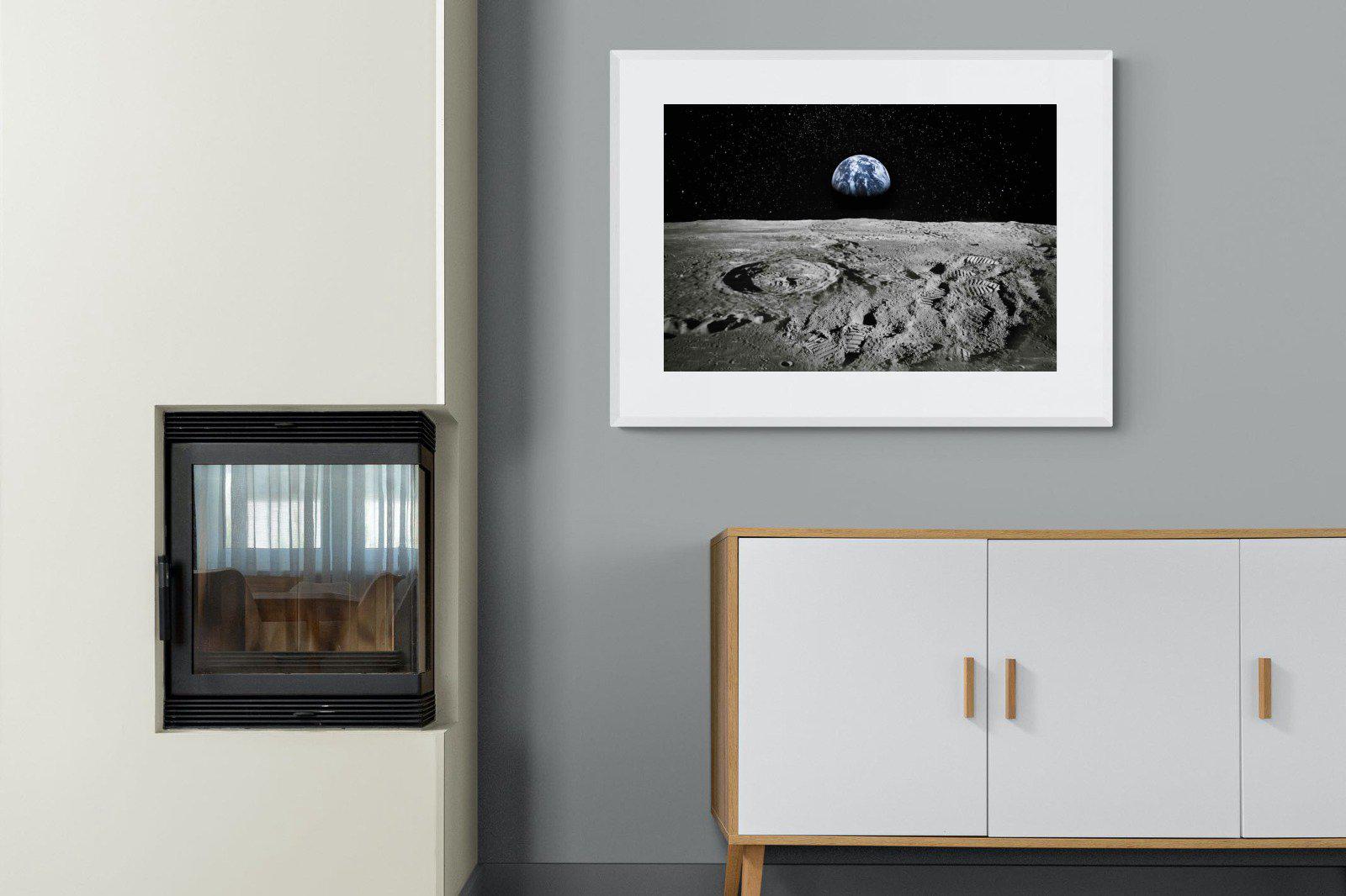 Moon Landing-Wall_Art-100 x 75cm-Framed Print-White-Pixalot