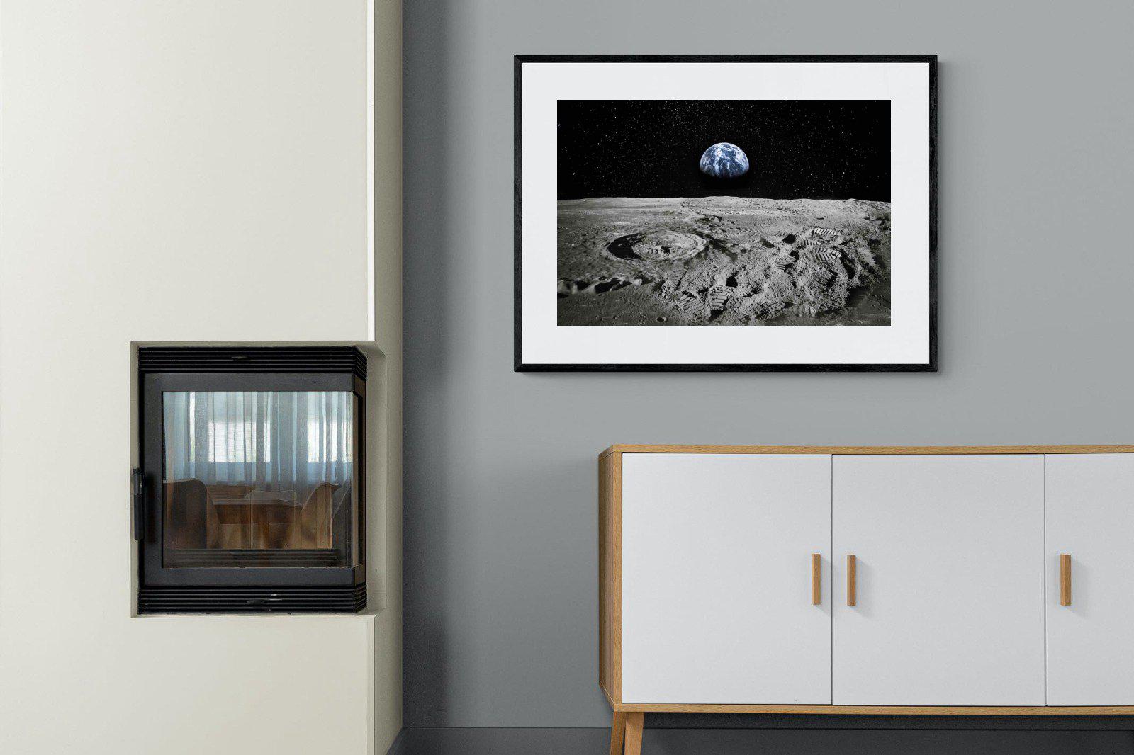 Moon Landing-Wall_Art-100 x 75cm-Framed Print-Black-Pixalot