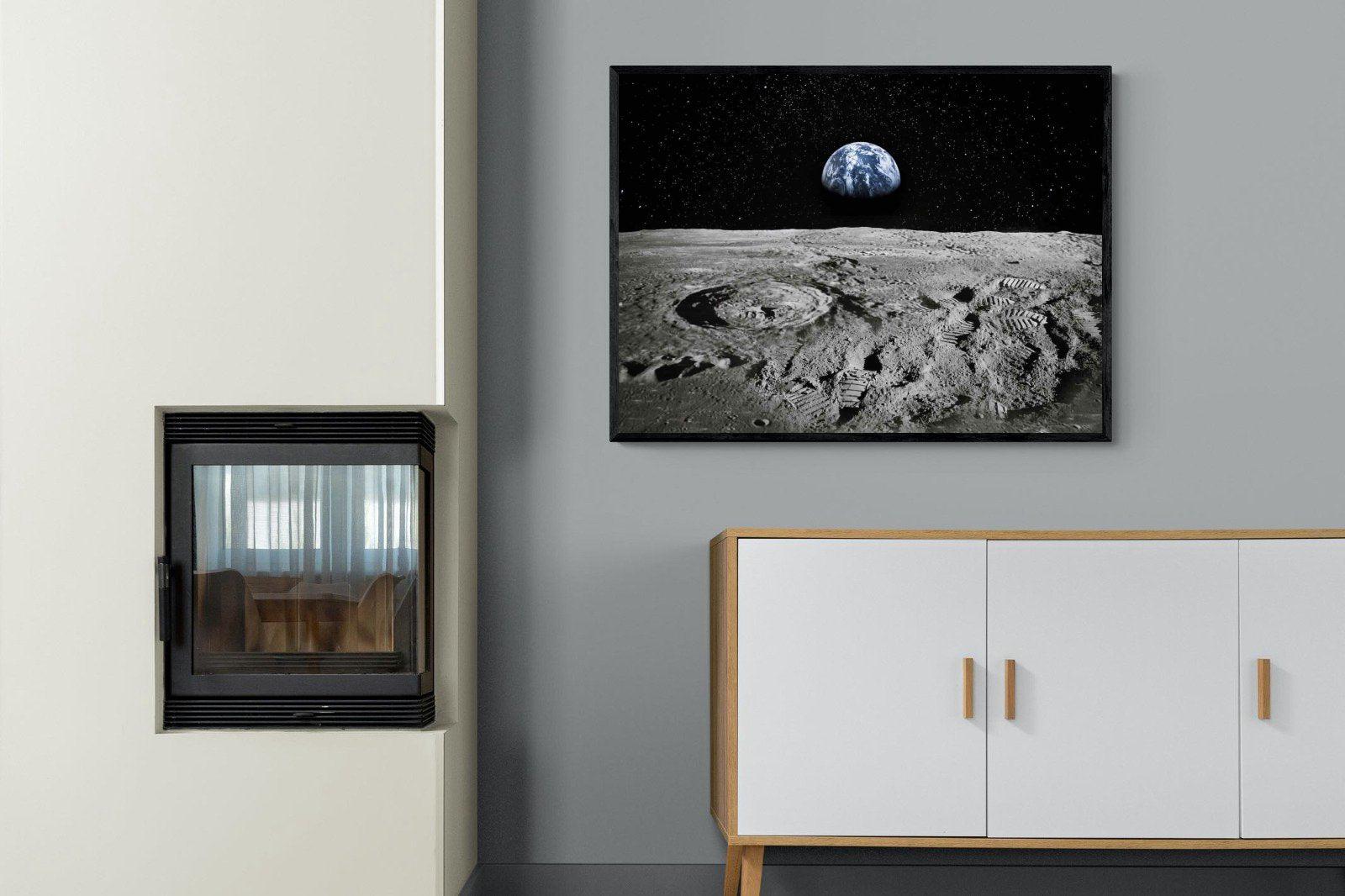 Moon Landing-Wall_Art-100 x 75cm-Mounted Canvas-Black-Pixalot