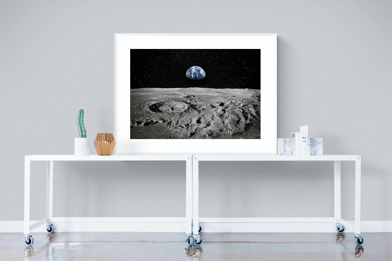 Moon Landing-Wall_Art-120 x 90cm-Framed Print-White-Pixalot
