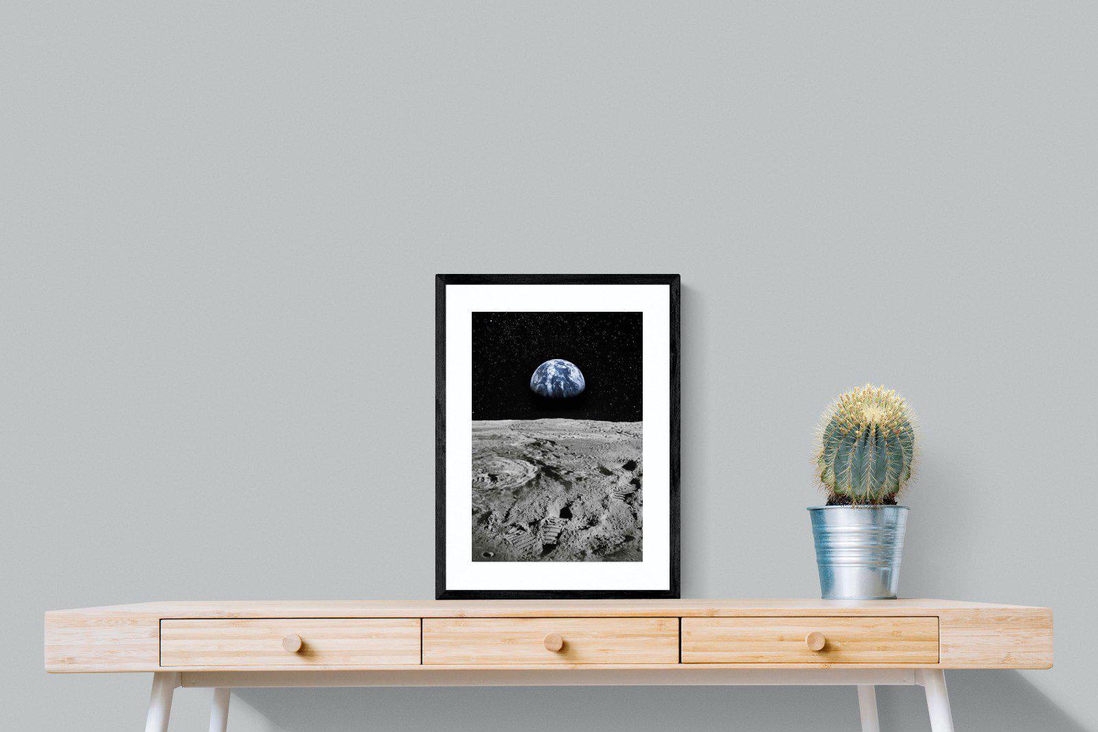 Moon Landing-Wall_Art-45 x 60cm-Framed Print-Black-Pixalot