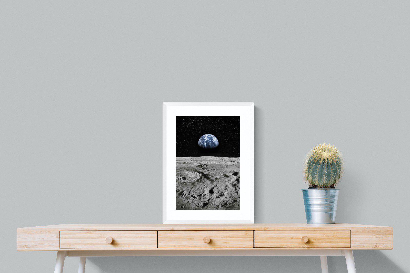 Moon Landing-Wall_Art-45 x 60cm-Framed Print-White-Pixalot