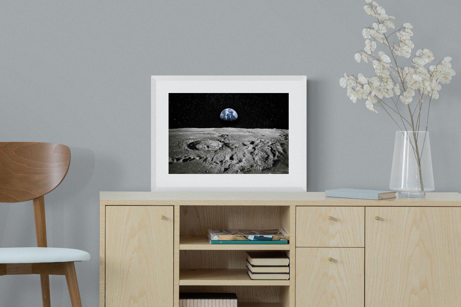 Moon Landing-Wall_Art-60 x 45cm-Framed Print-White-Pixalot