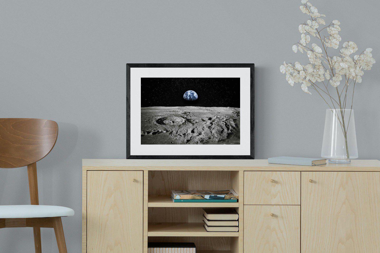 Moon Landing-Wall_Art-60 x 45cm-Framed Print-Black-Pixalot