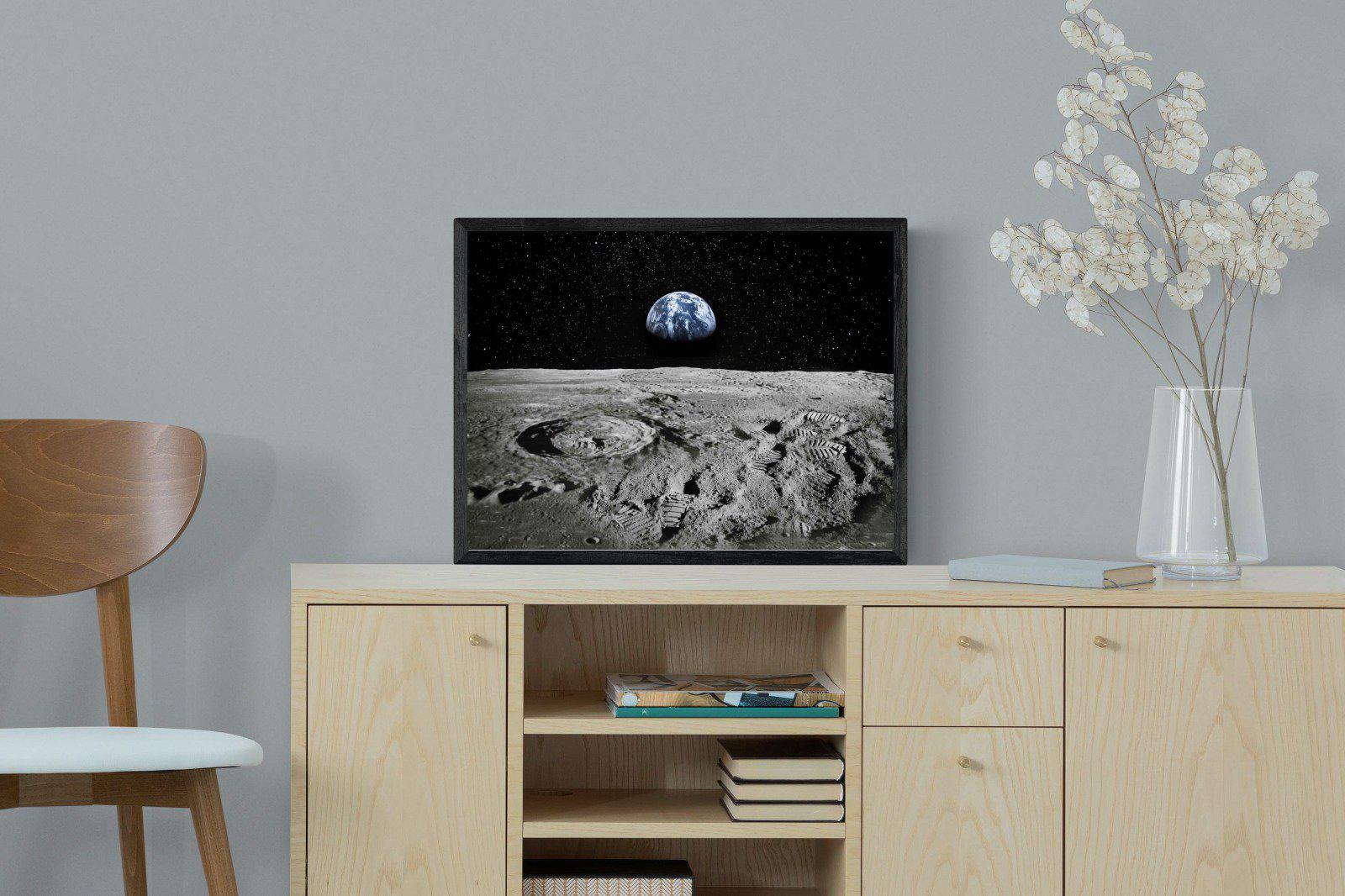 Moon Landing-Wall_Art-60 x 45cm-Mounted Canvas-Black-Pixalot