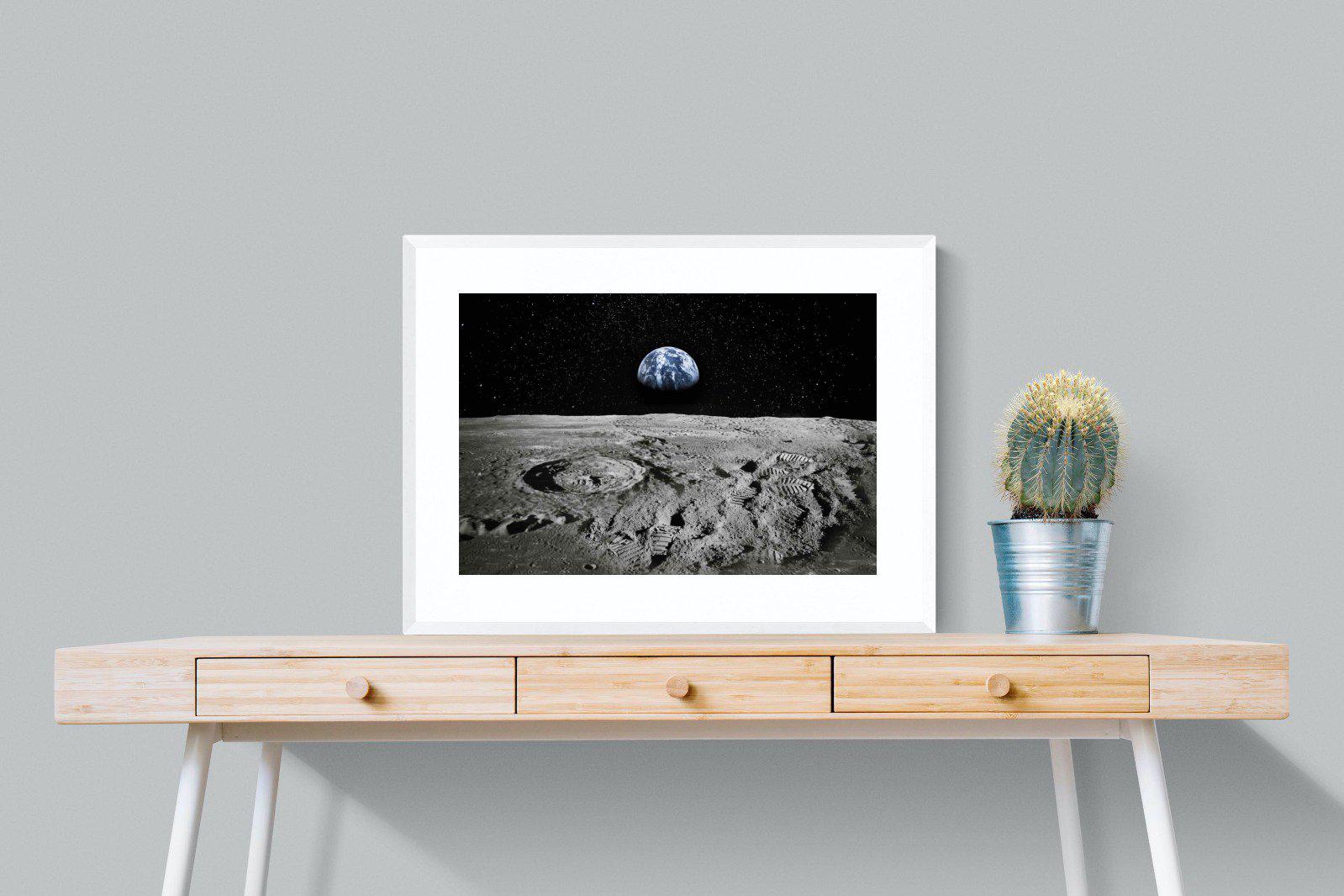 Moon Landing-Wall_Art-80 x 60cm-Framed Print-White-Pixalot