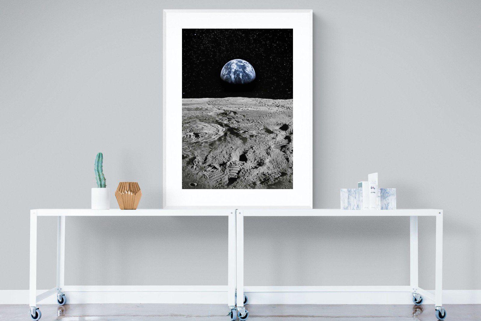 Moon Landing-Wall_Art-90 x 120cm-Framed Print-White-Pixalot