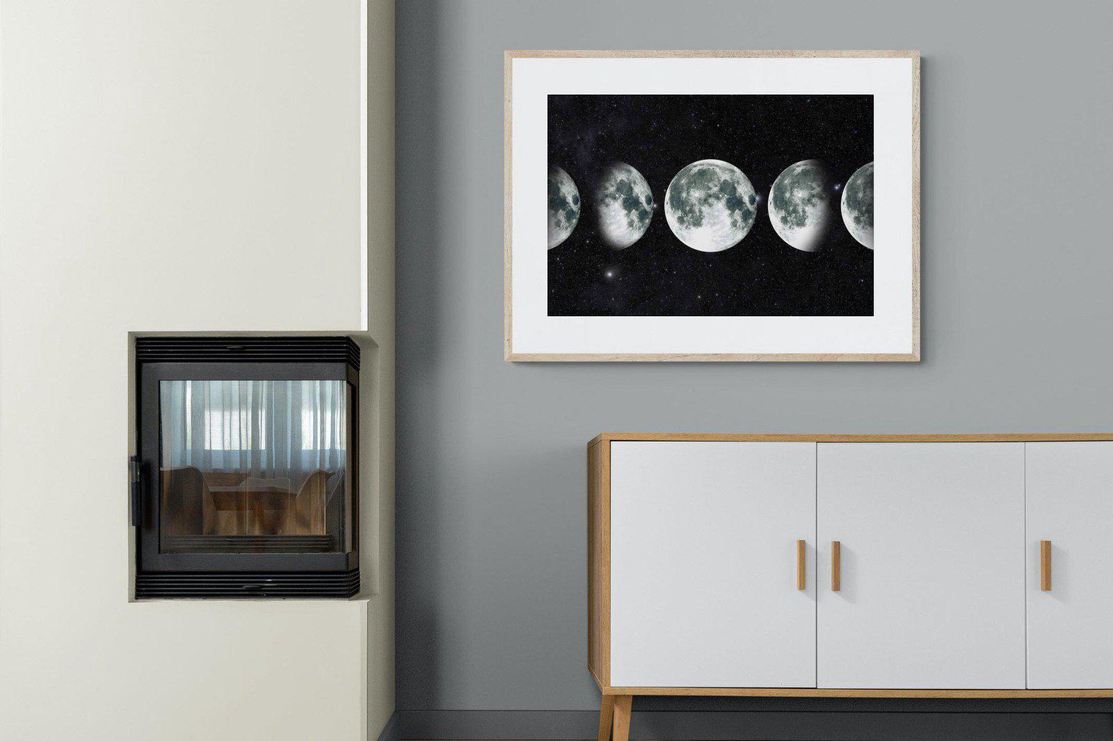 Moon Phases-Wall_Art-100 x 75cm-Framed Print-Wood-Pixalot