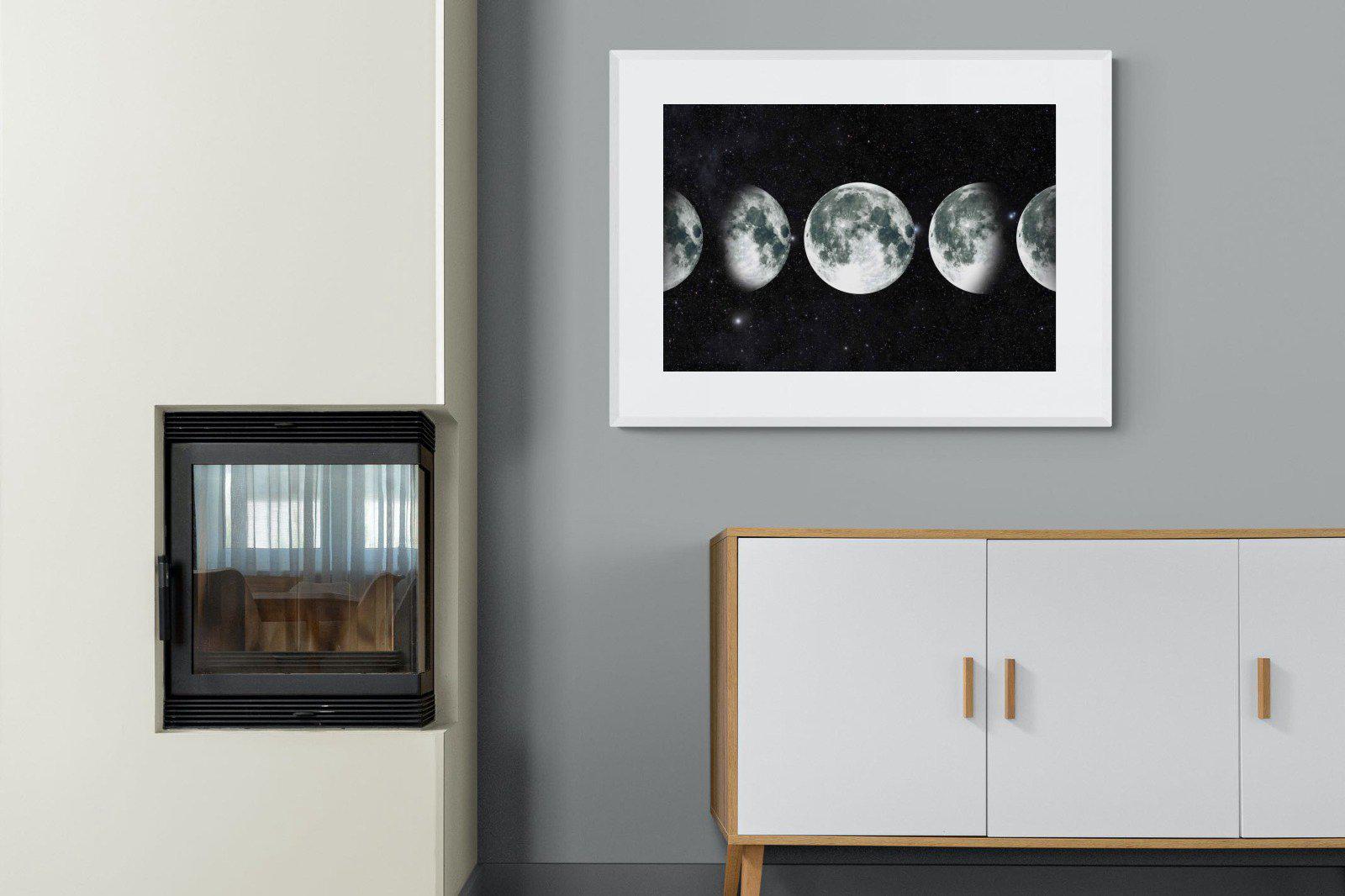 Moon Phases-Wall_Art-100 x 75cm-Framed Print-White-Pixalot