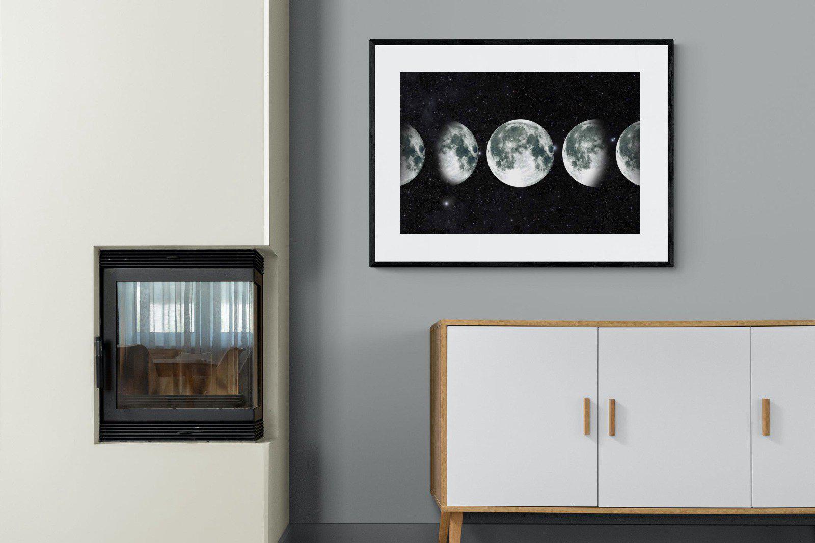 Moon Phases-Wall_Art-100 x 75cm-Framed Print-Black-Pixalot