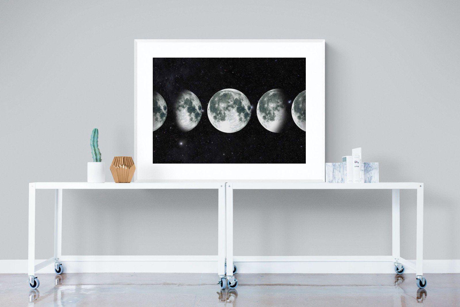 Moon Phases-Wall_Art-120 x 90cm-Framed Print-White-Pixalot