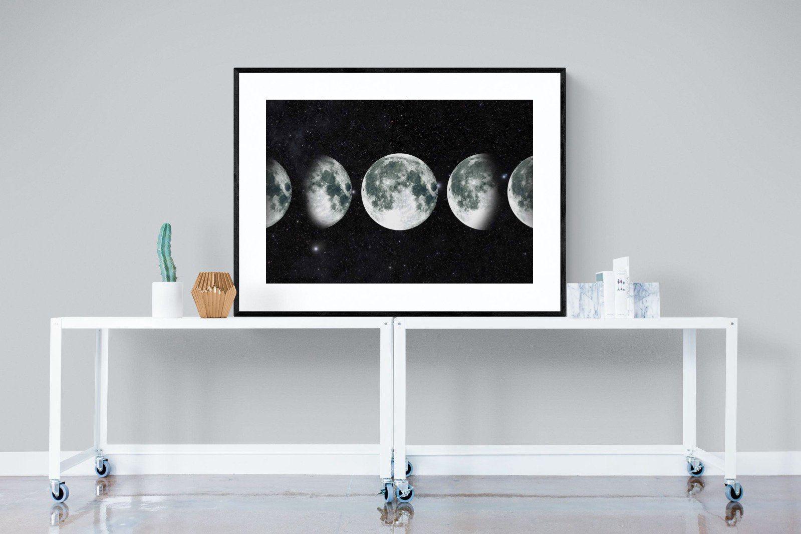 Moon Phases-Wall_Art-120 x 90cm-Framed Print-Black-Pixalot